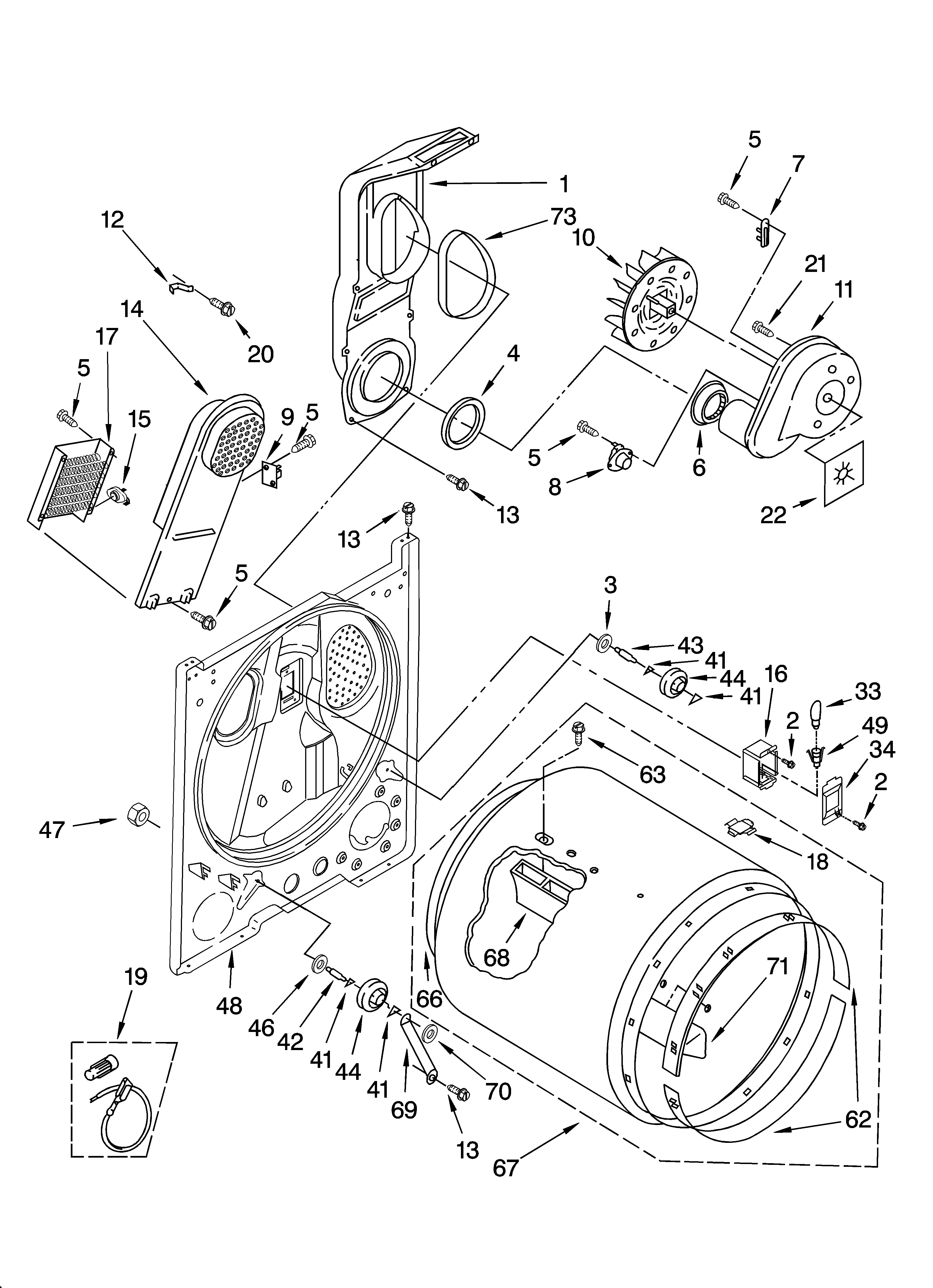 Whirlpool LER8648LG1 bulkhead parts diagram