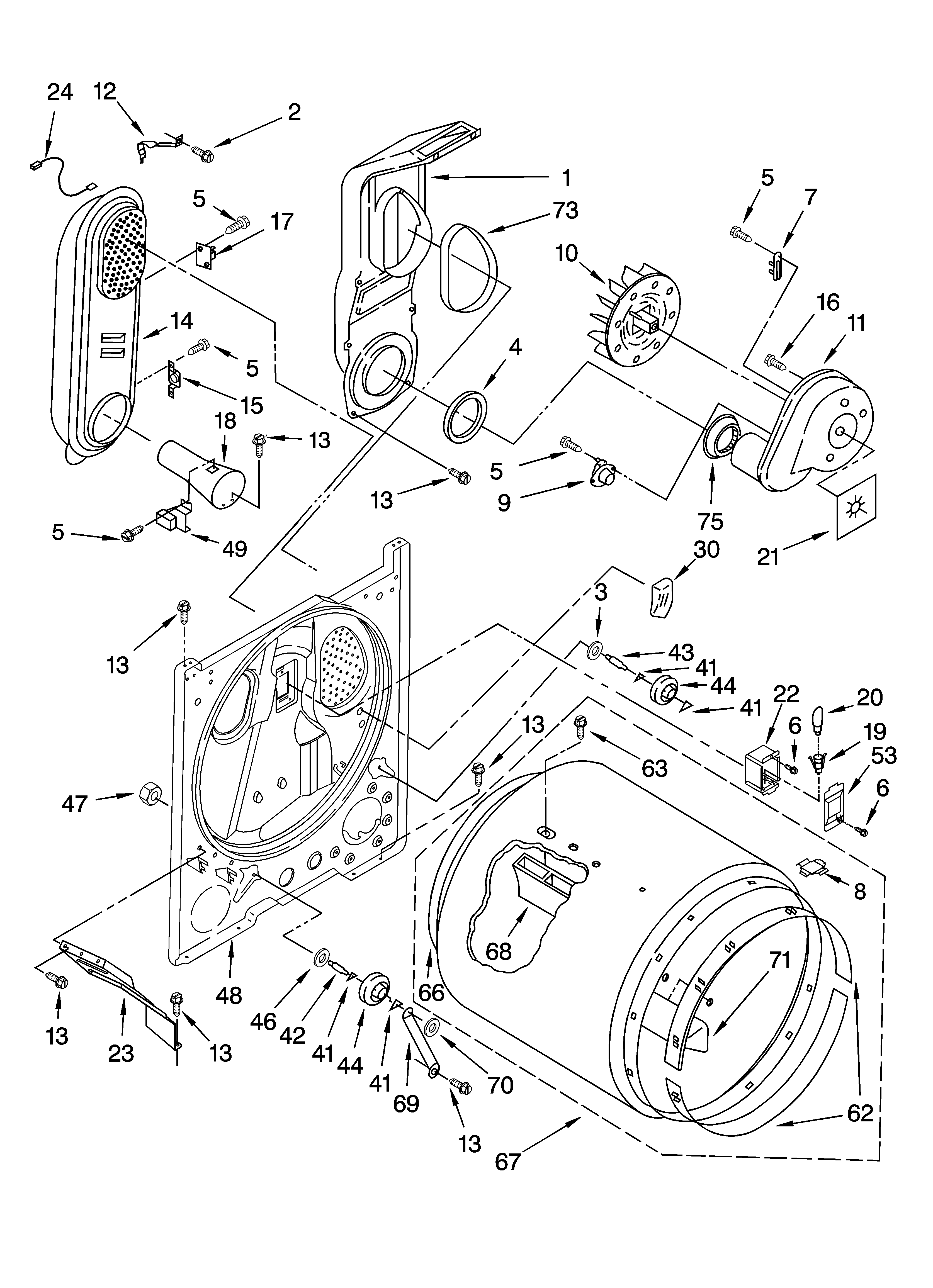 Whirlpool LGN2000LW1 bulkhead parts diagram