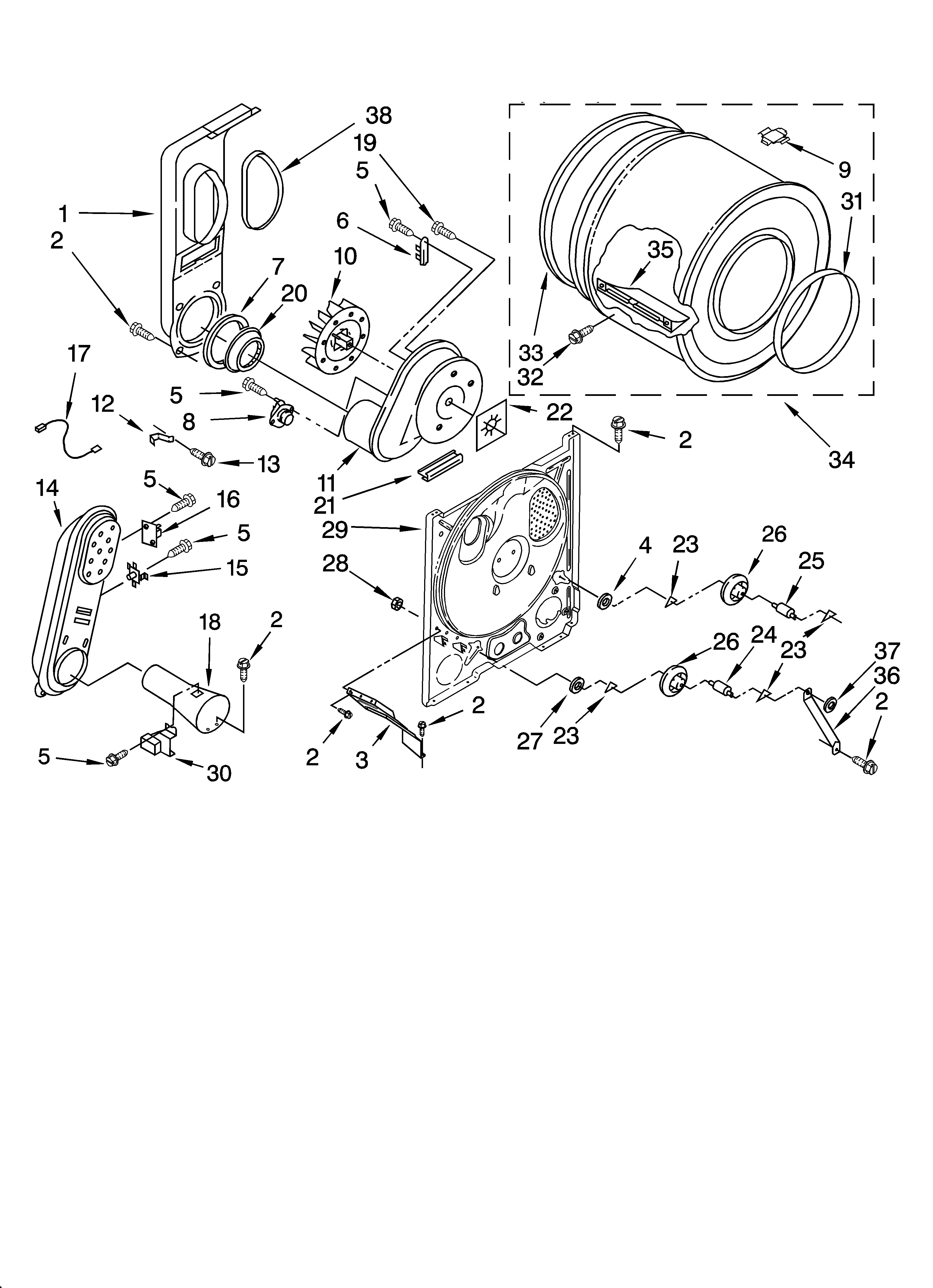 Whirlpool LGR4634JQ3 bulkhead parts diagram