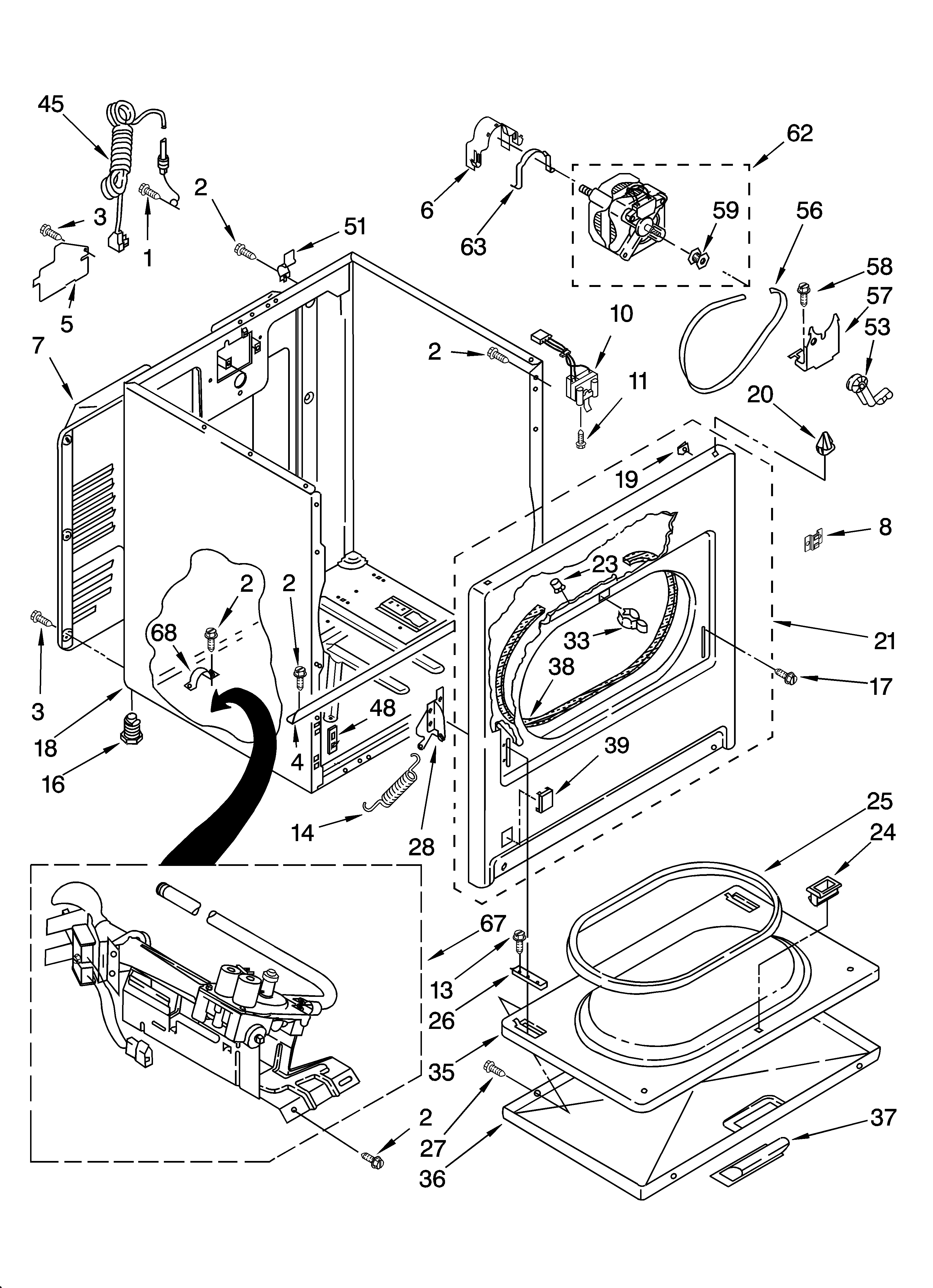 Whirlpool LGR8648LW1 cabinet parts diagram