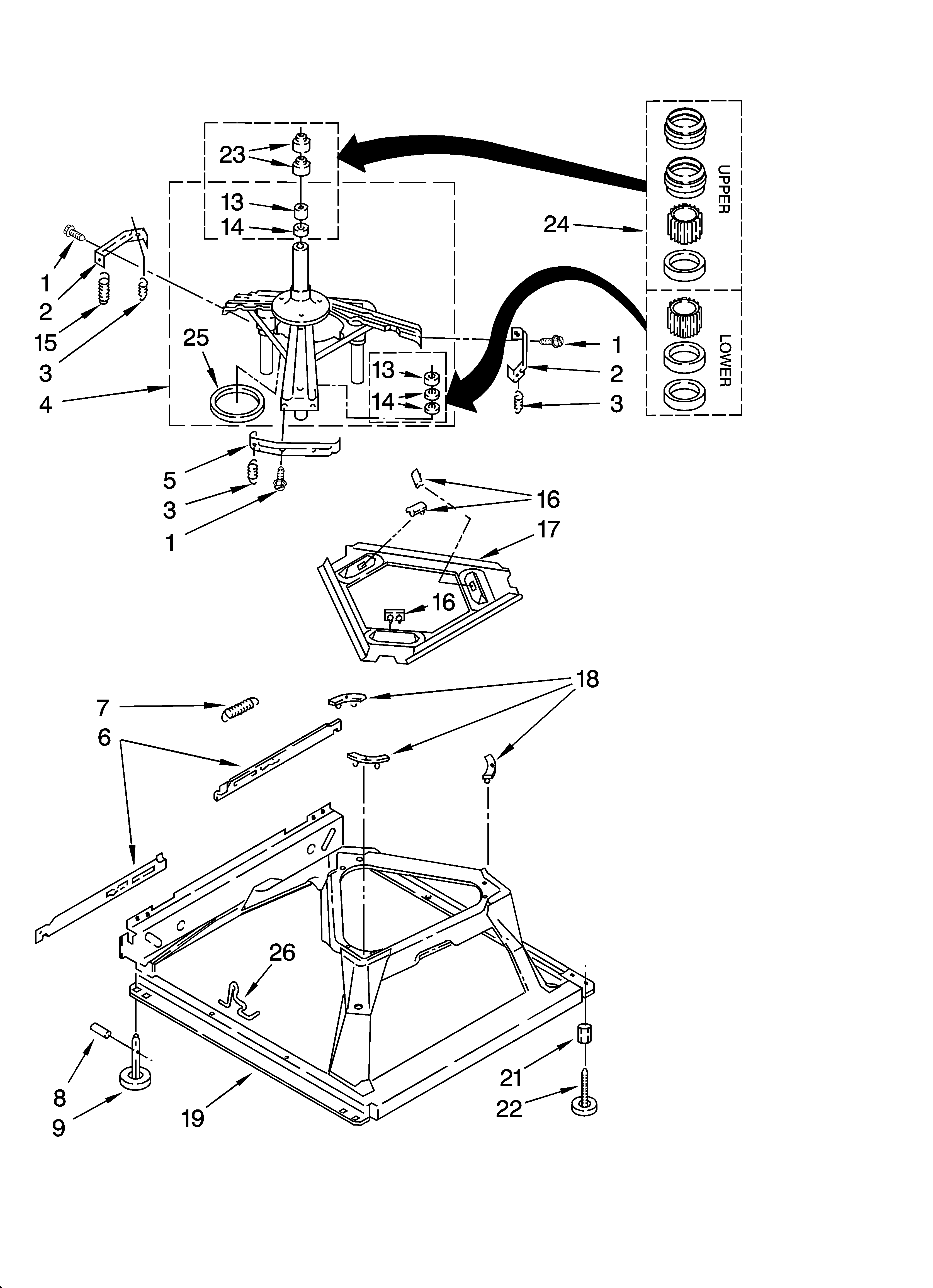 Whirlpool LSR8010PQ0 machine base parts diagram