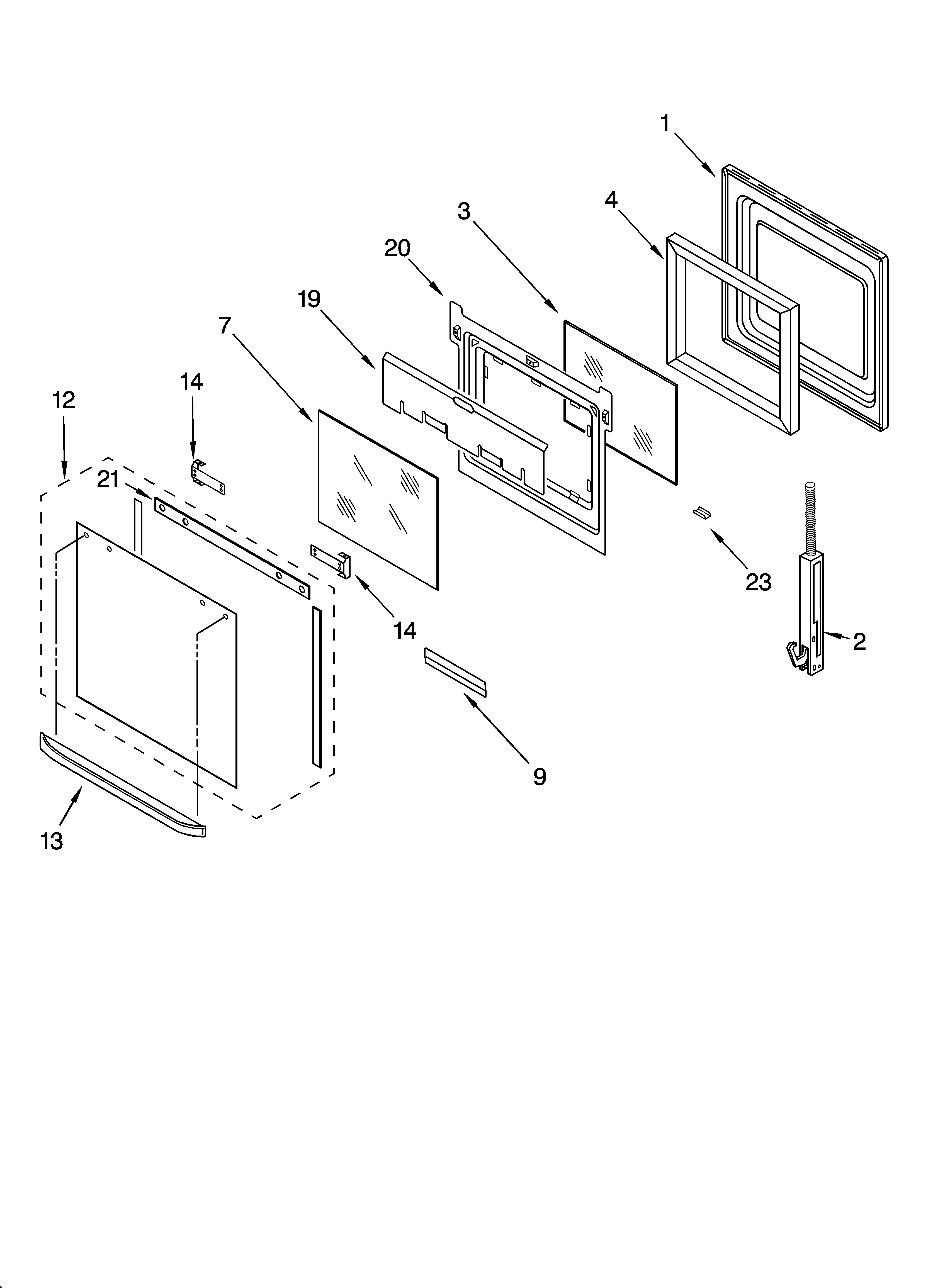 Whirlpool RBS245PDS17 oven door parts diagram