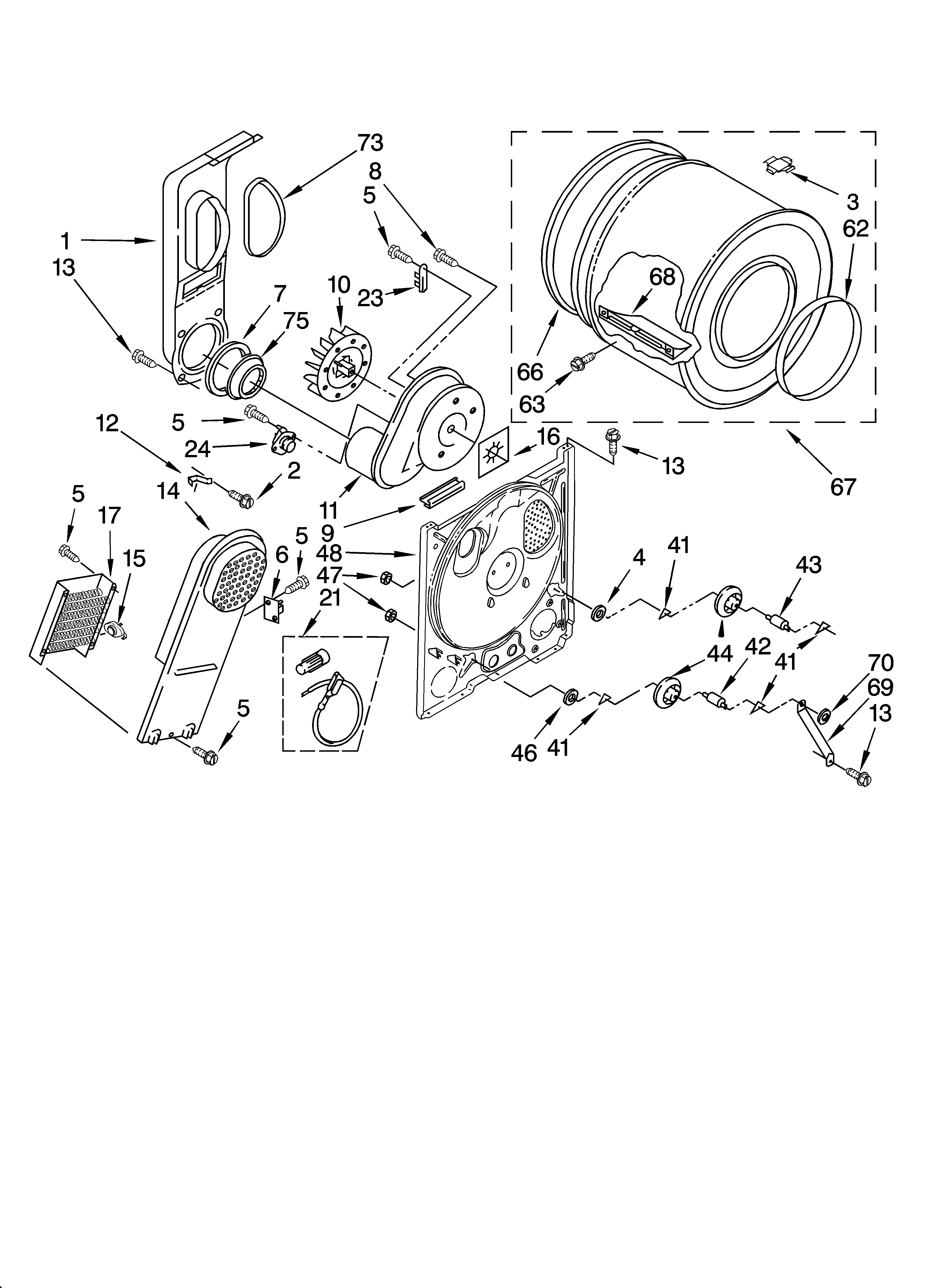 Roper REX6634PQ0 bulkhead parts diagram