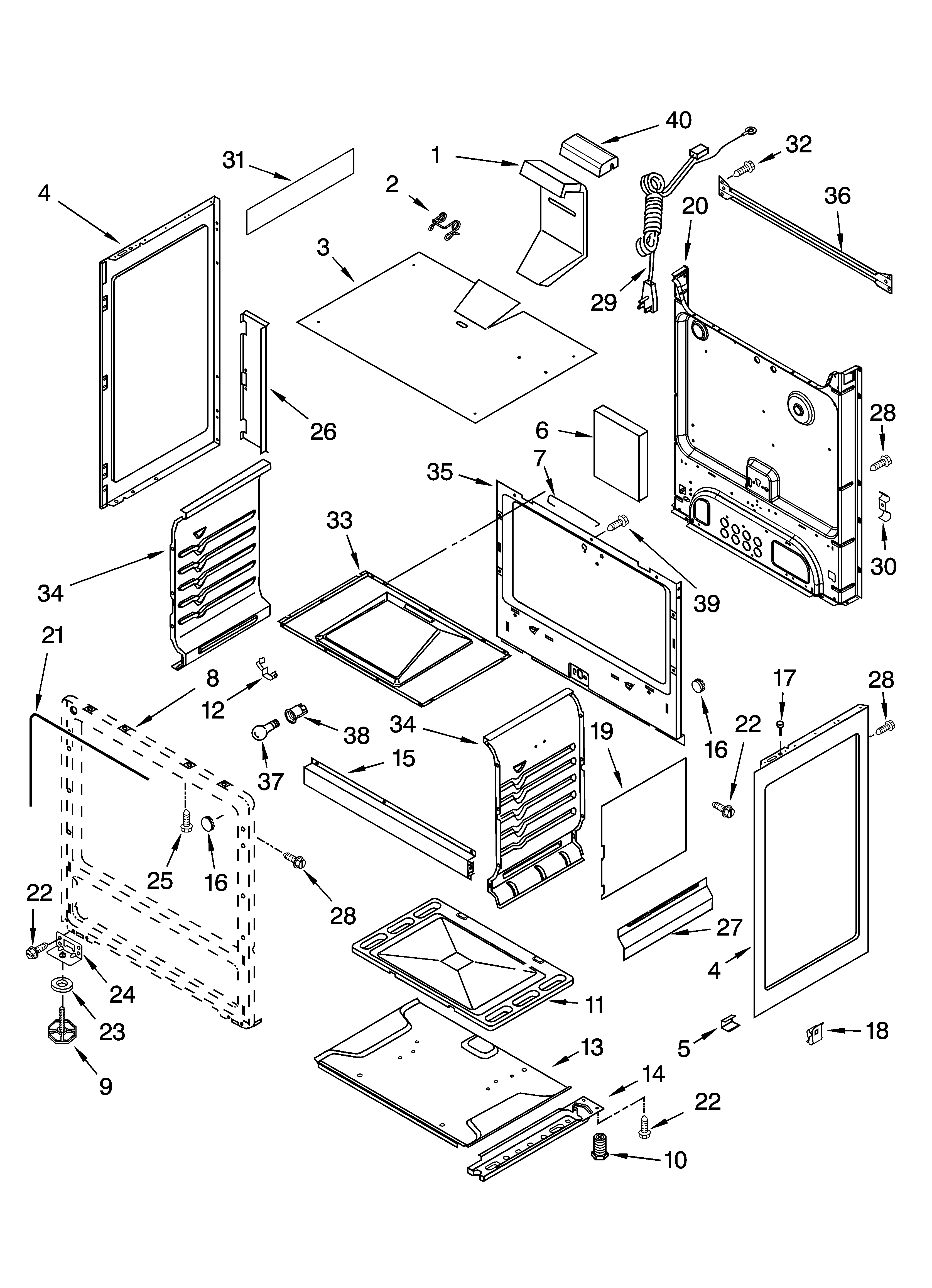 Whirlpool SF303PEPQ0 chassis parts diagram