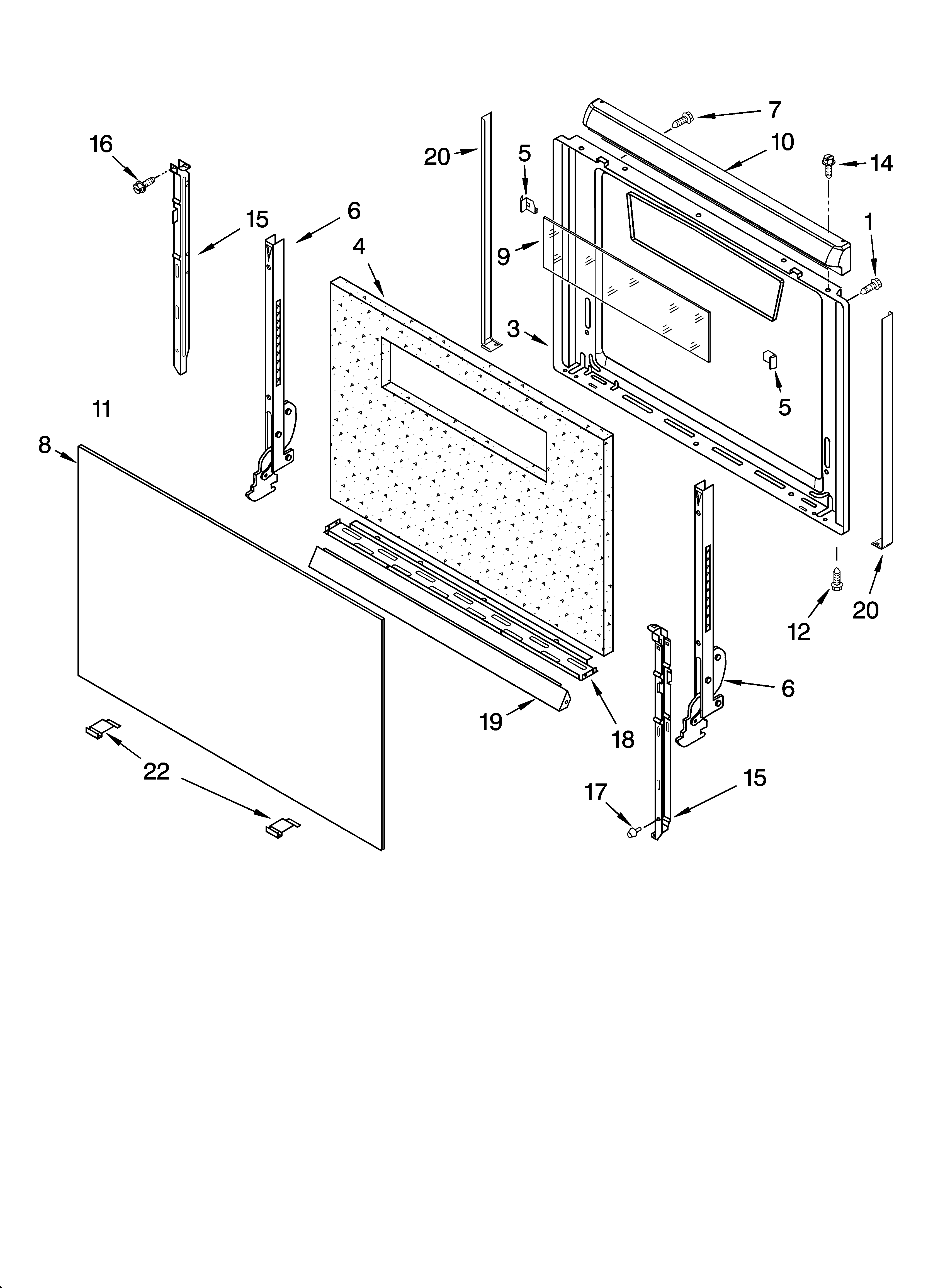 Whirlpool SF303PEPQ0 door parts, miscellaneous parts diagram