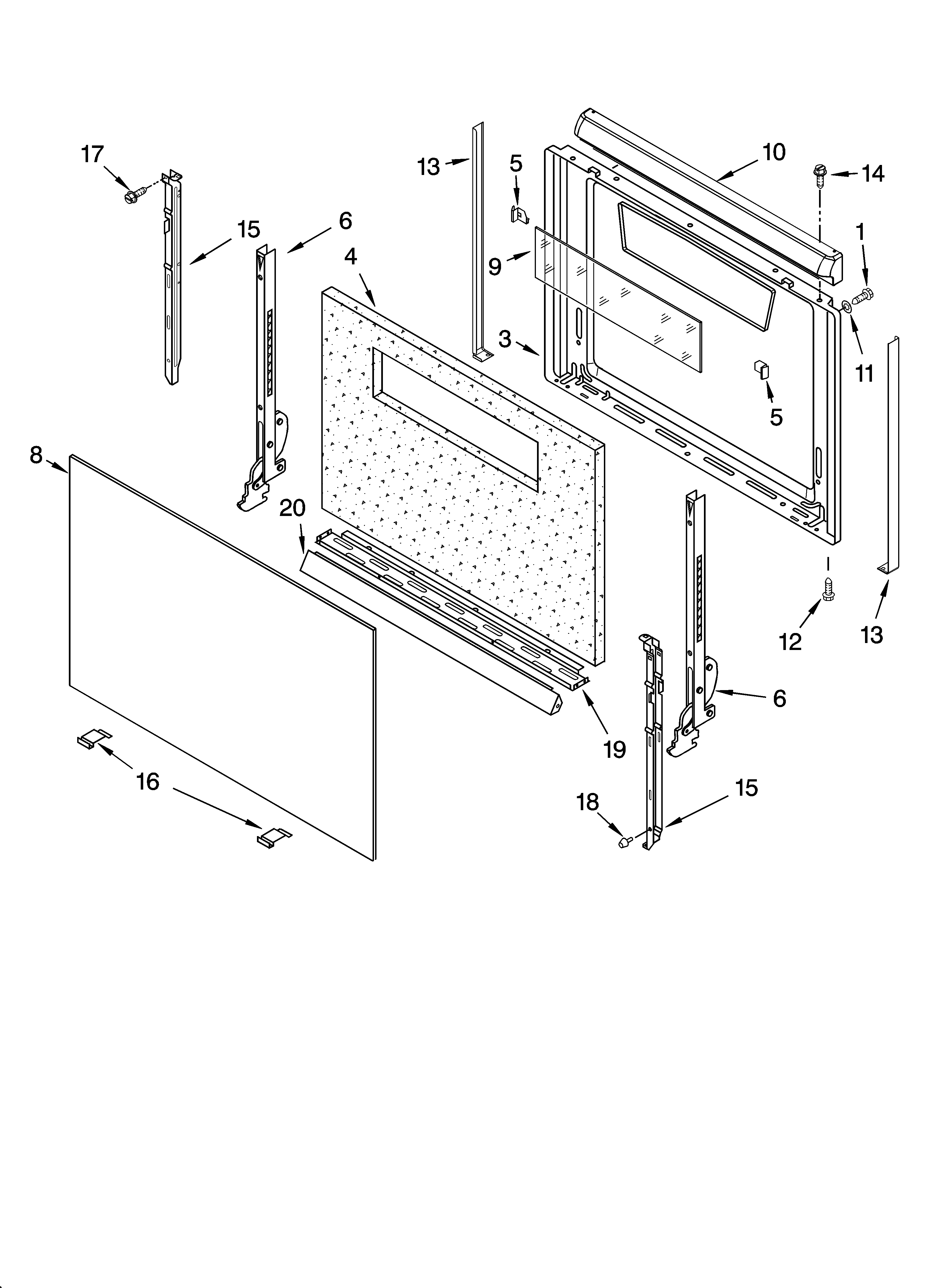 Whirlpool SF315PEPW0 door parts, miscellaneous parts diagram