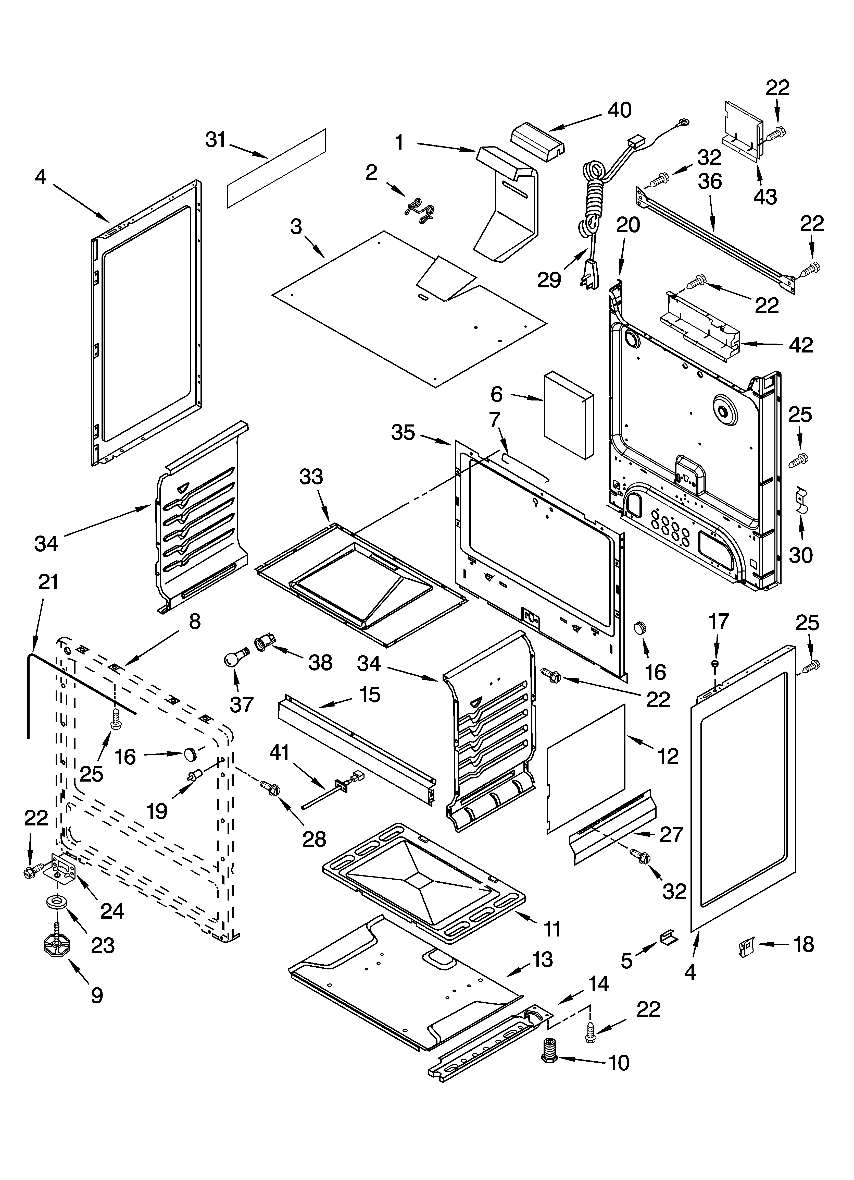 Whirlpool SF315PEPB1 chassis parts diagram