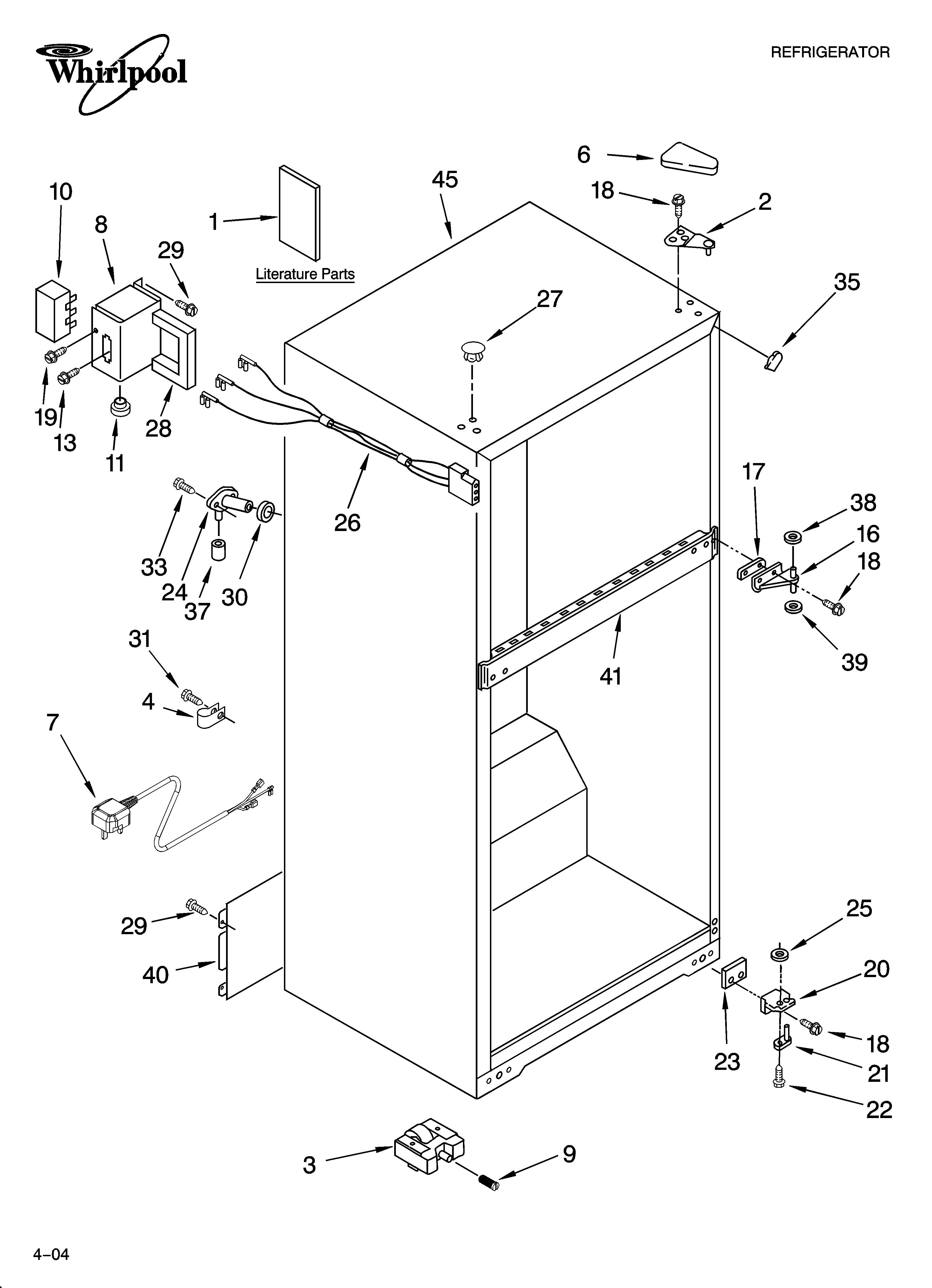 Whirlpool 5VET8WPKLQ02 cabinet parts diagram