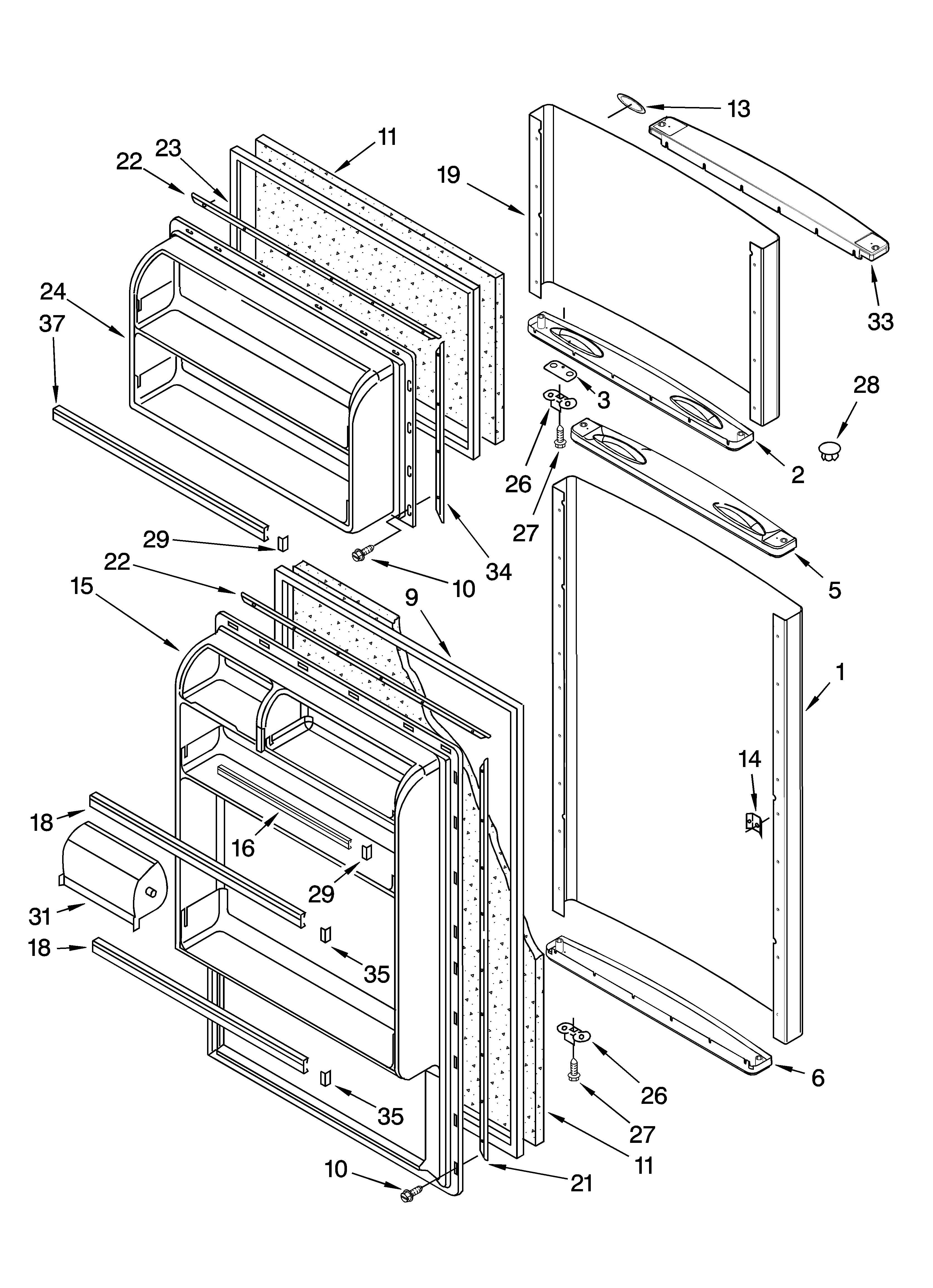 Whirlpool 5VET8WPKLQ02 door parts diagram