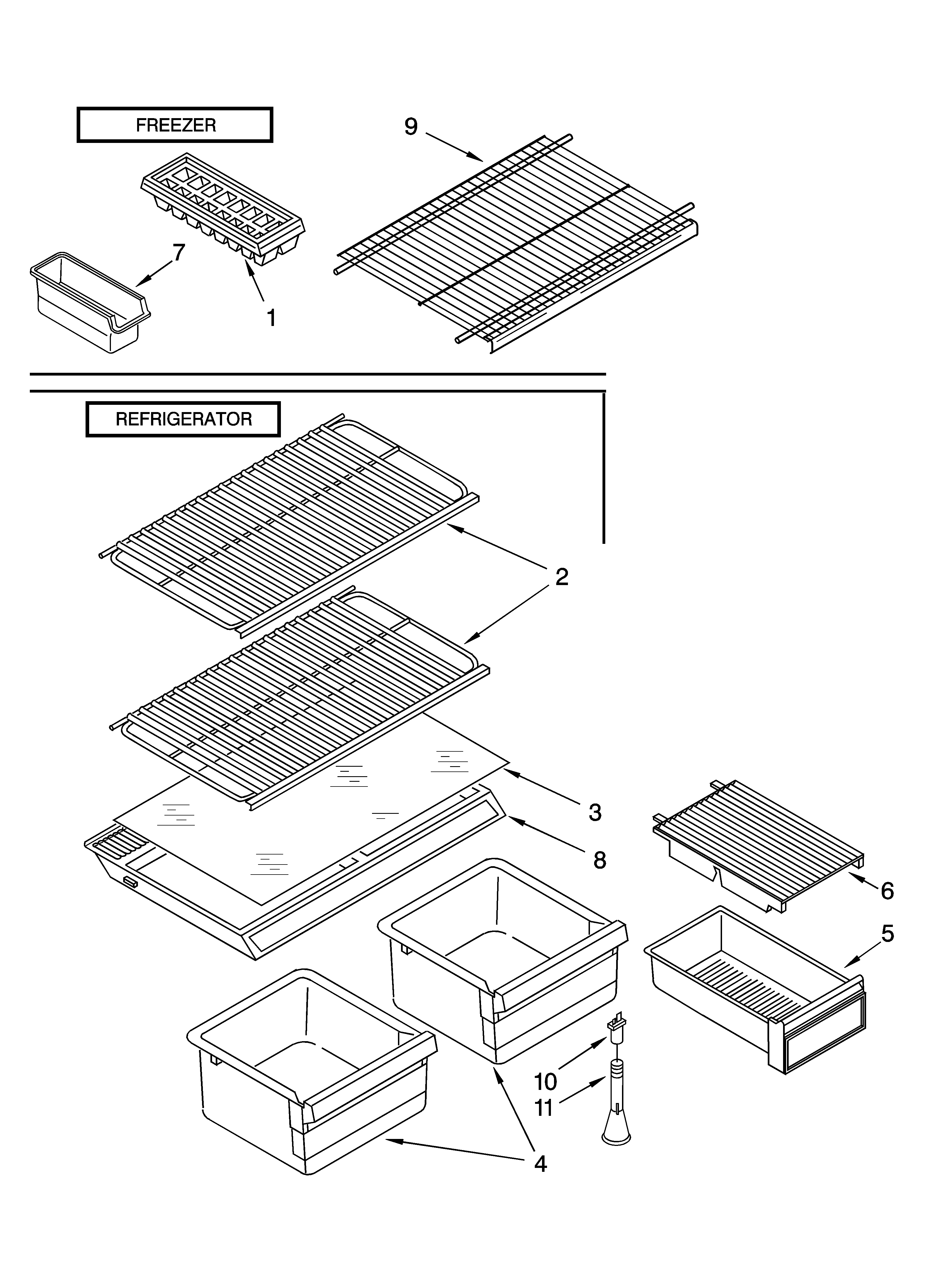 Whirlpool 5VET8WPKLQ02 shelf parts, optional parts diagram