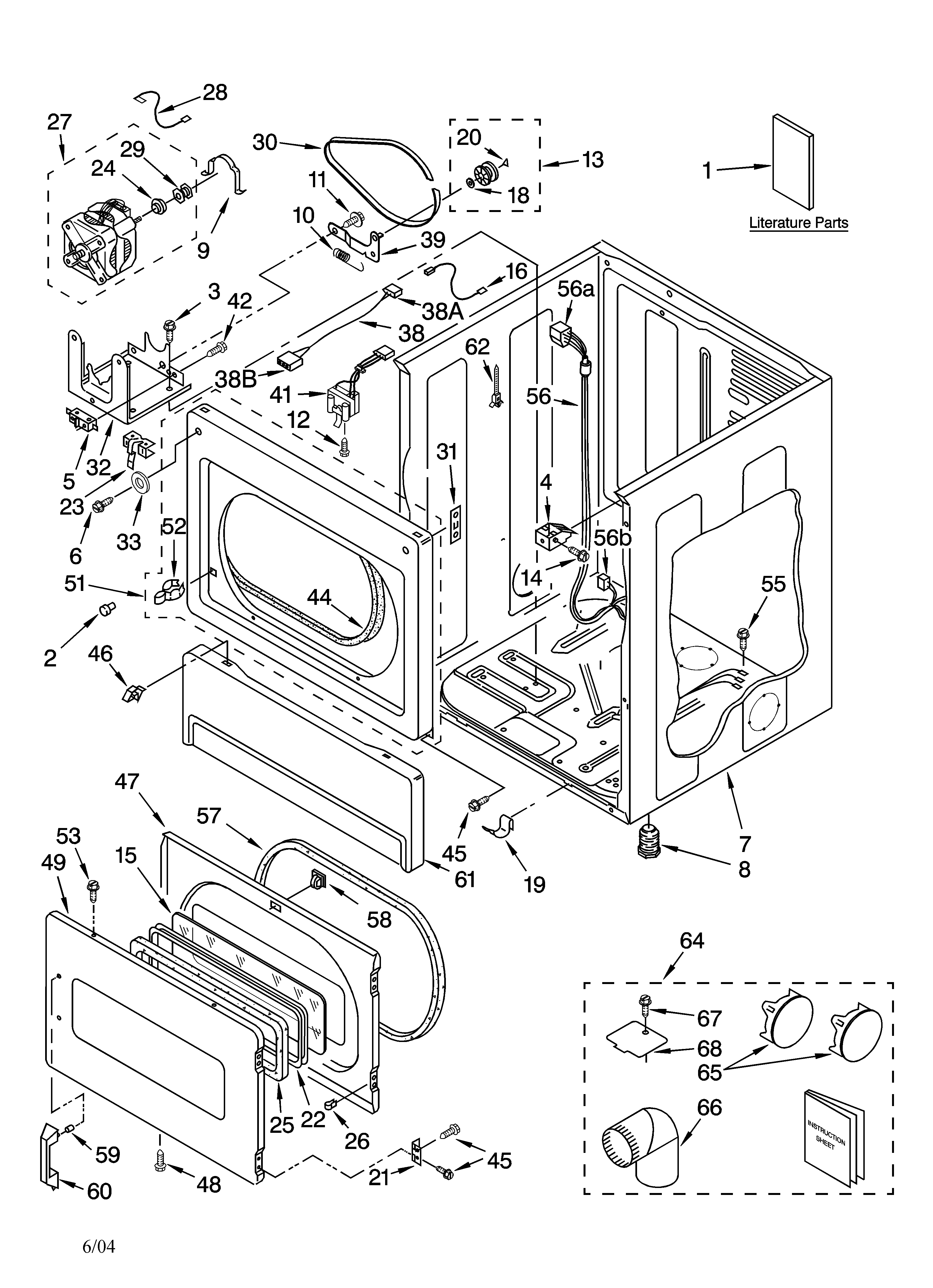 Whirlpool CSP2760KQ3 lower cabinet and front panel parts diagram