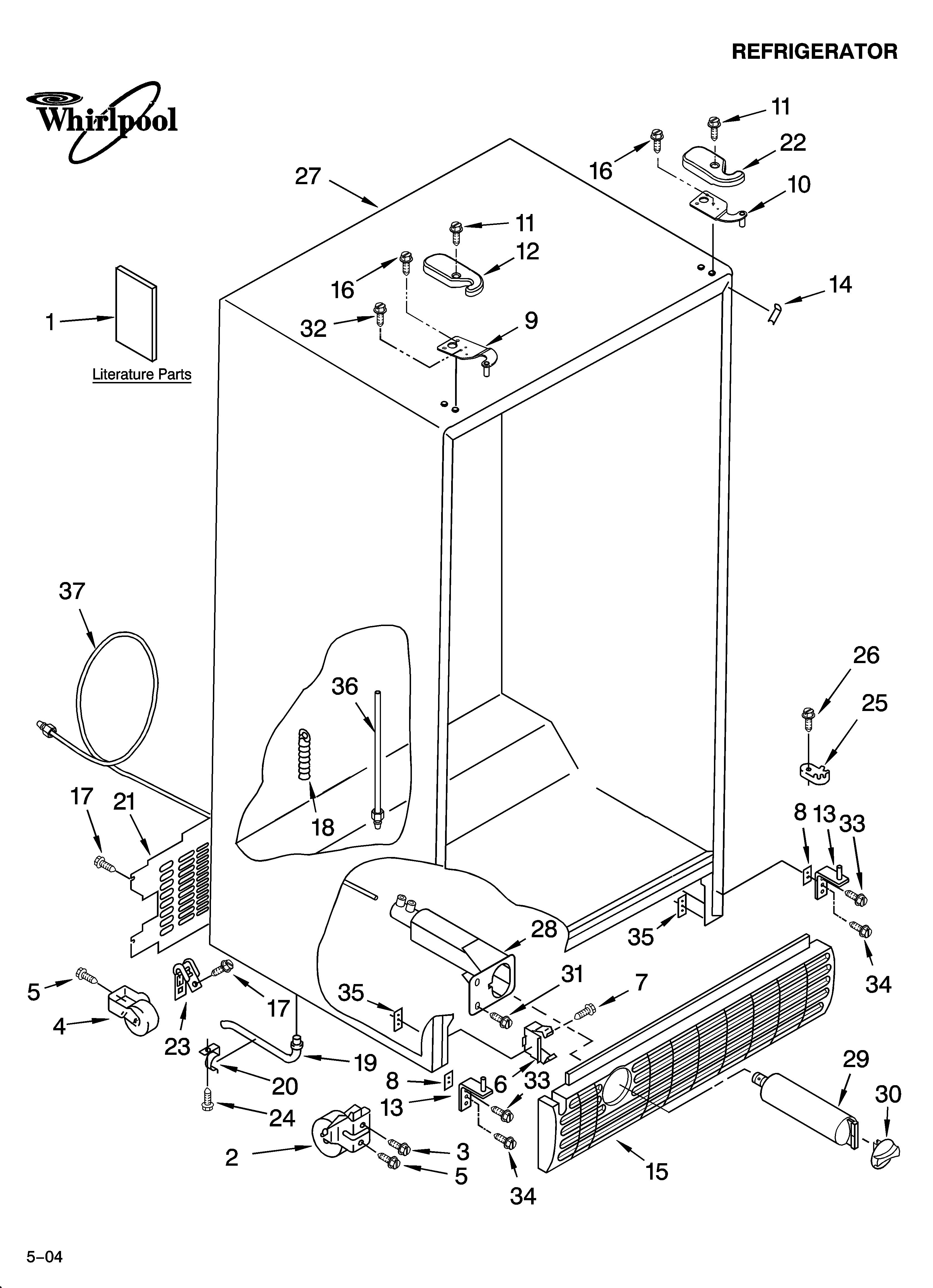 Whirlpool ED2NHEXNQ00 cabinet parts diagram