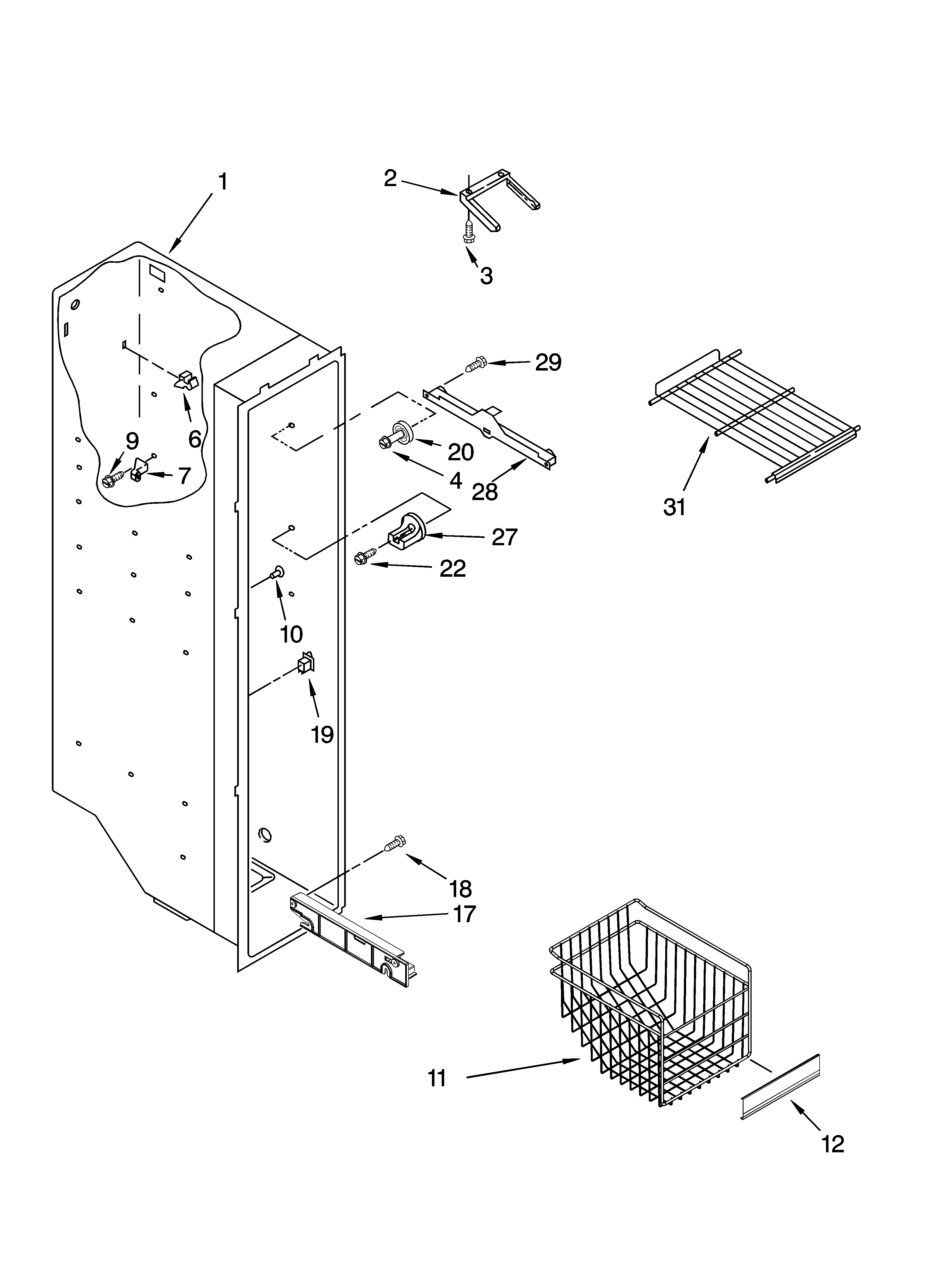 Whirlpool ED2NHEXNQ00 freezer liner parts diagram