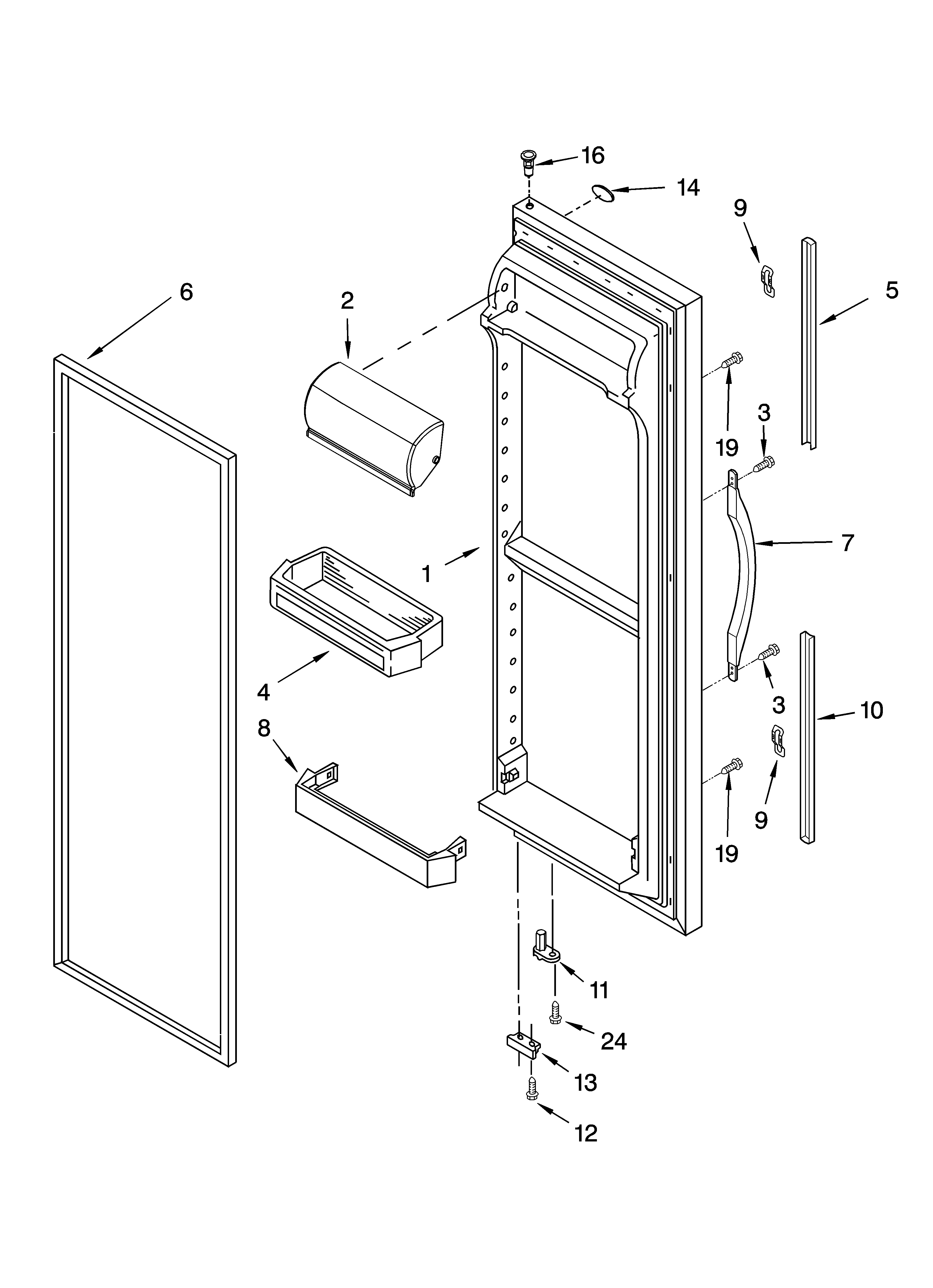 Whirlpool ED2NHEXNQ00 refrigerator door parts diagram