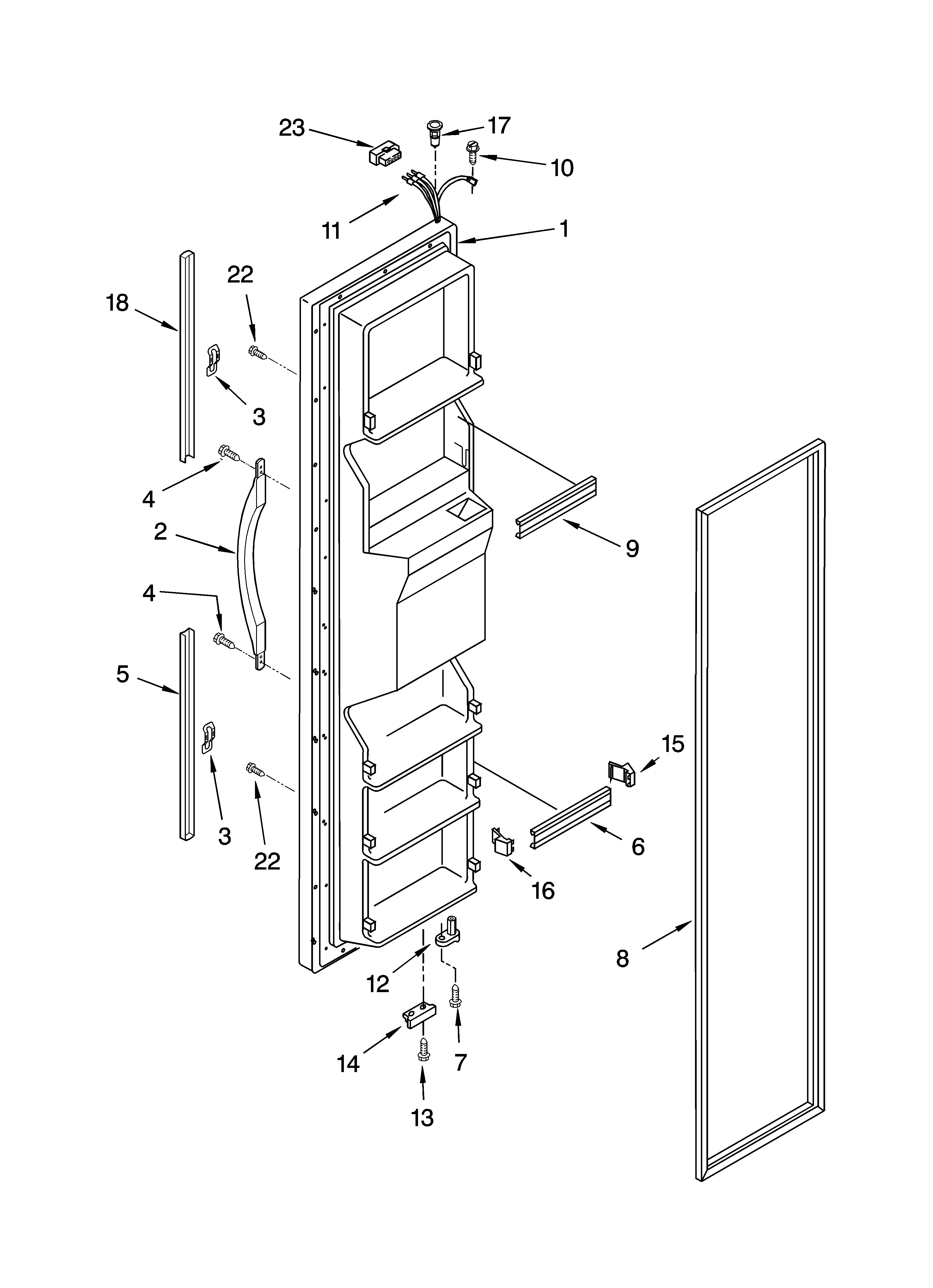 Whirlpool ED2NHEXNQ00 freezer door parts diagram