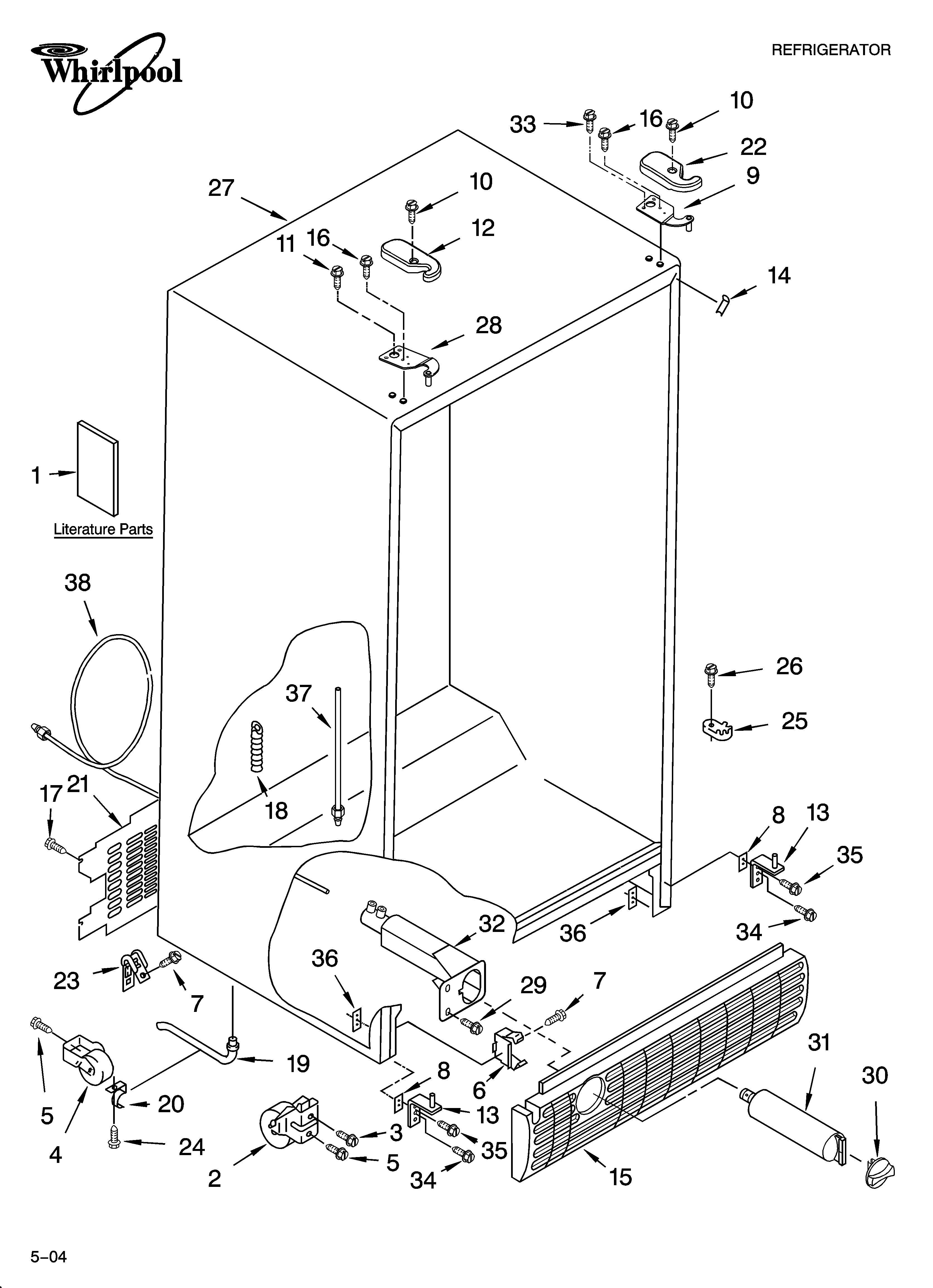 Whirlpool ED2NHGXNQ00 cabinet parts diagram