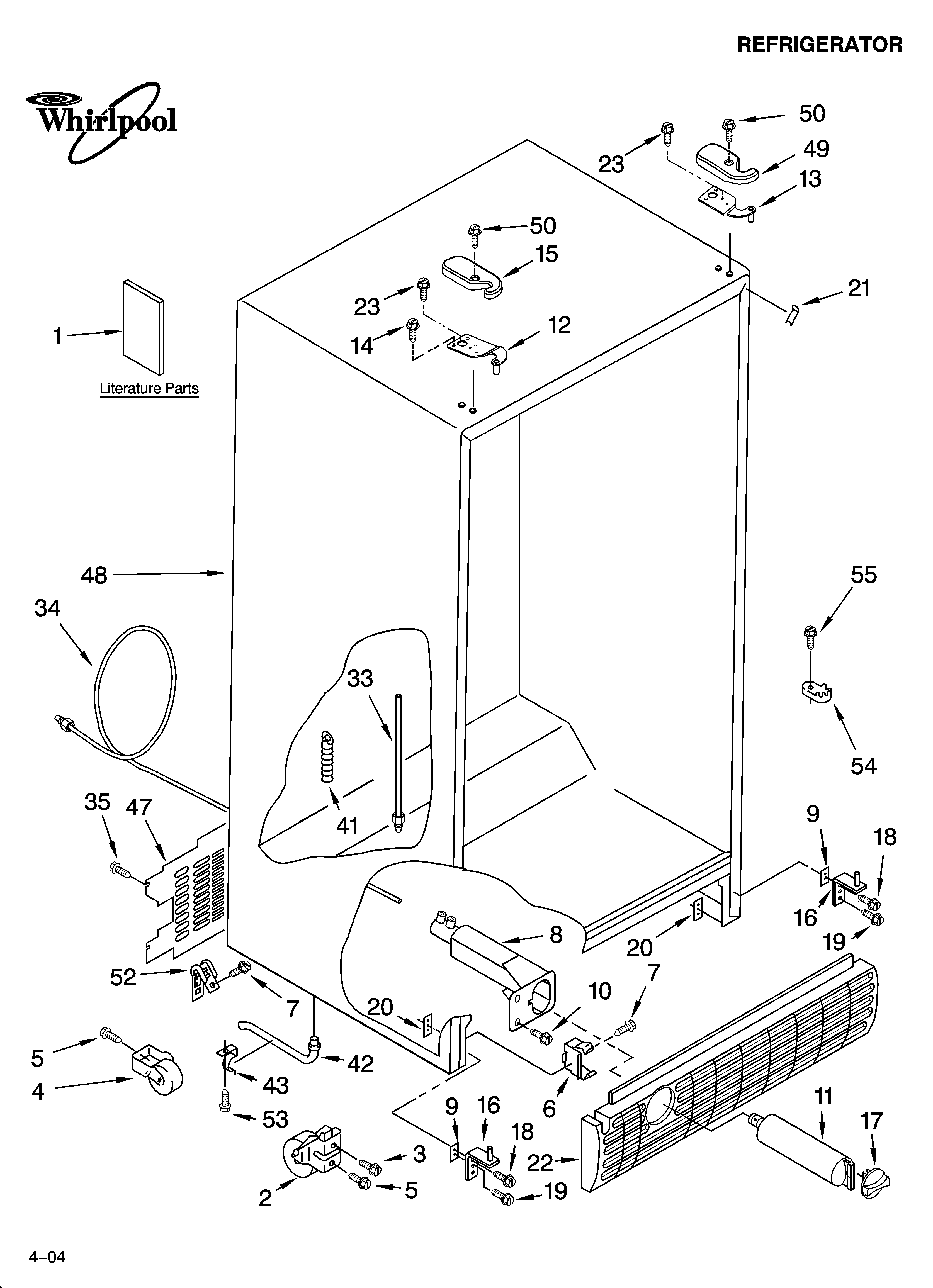 Whirlpool ED5NHEXNQ00 cabinet parts diagram