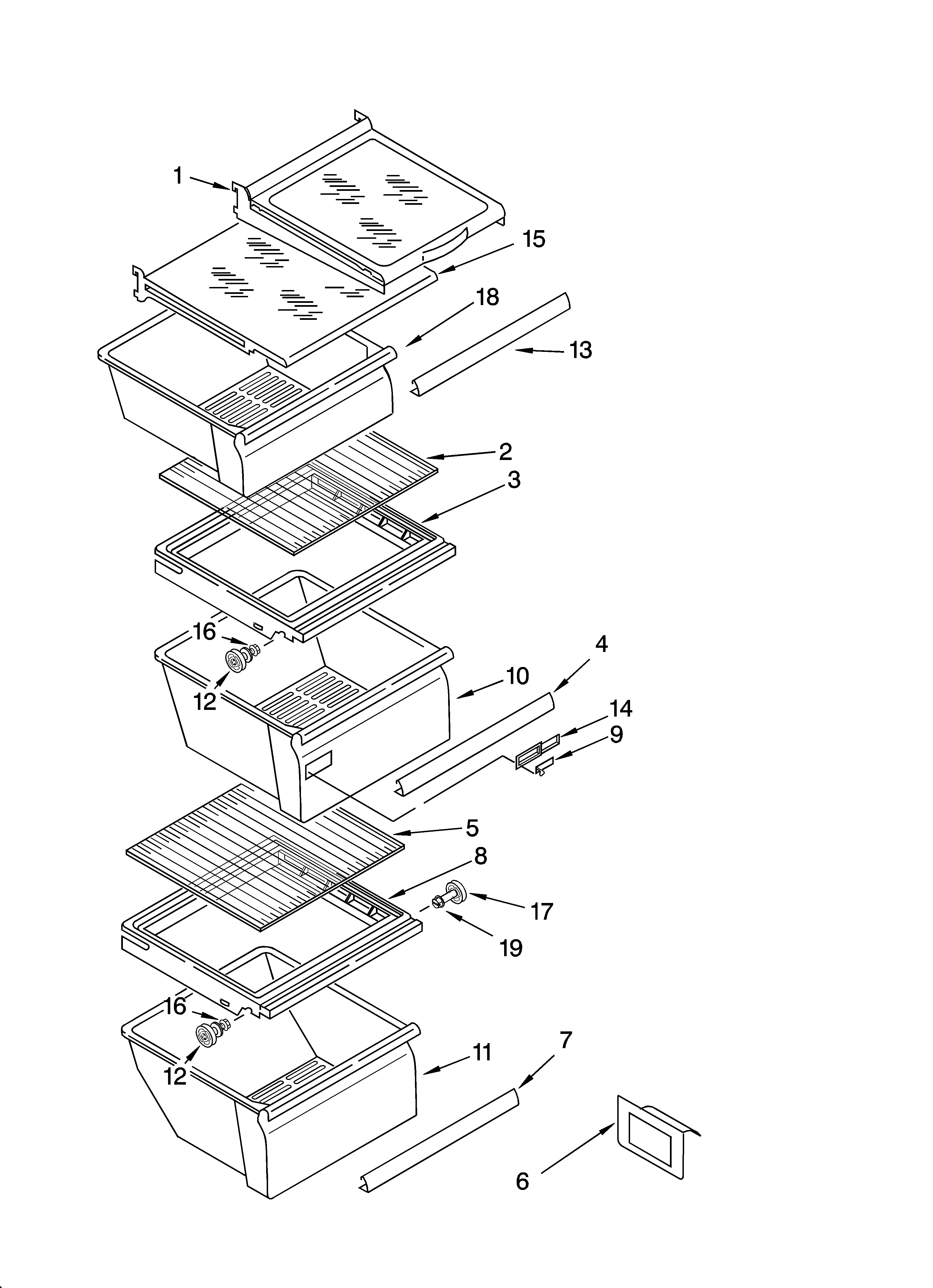 Whirlpool ED5NHEXNQ00 refrigerator shelf parts diagram