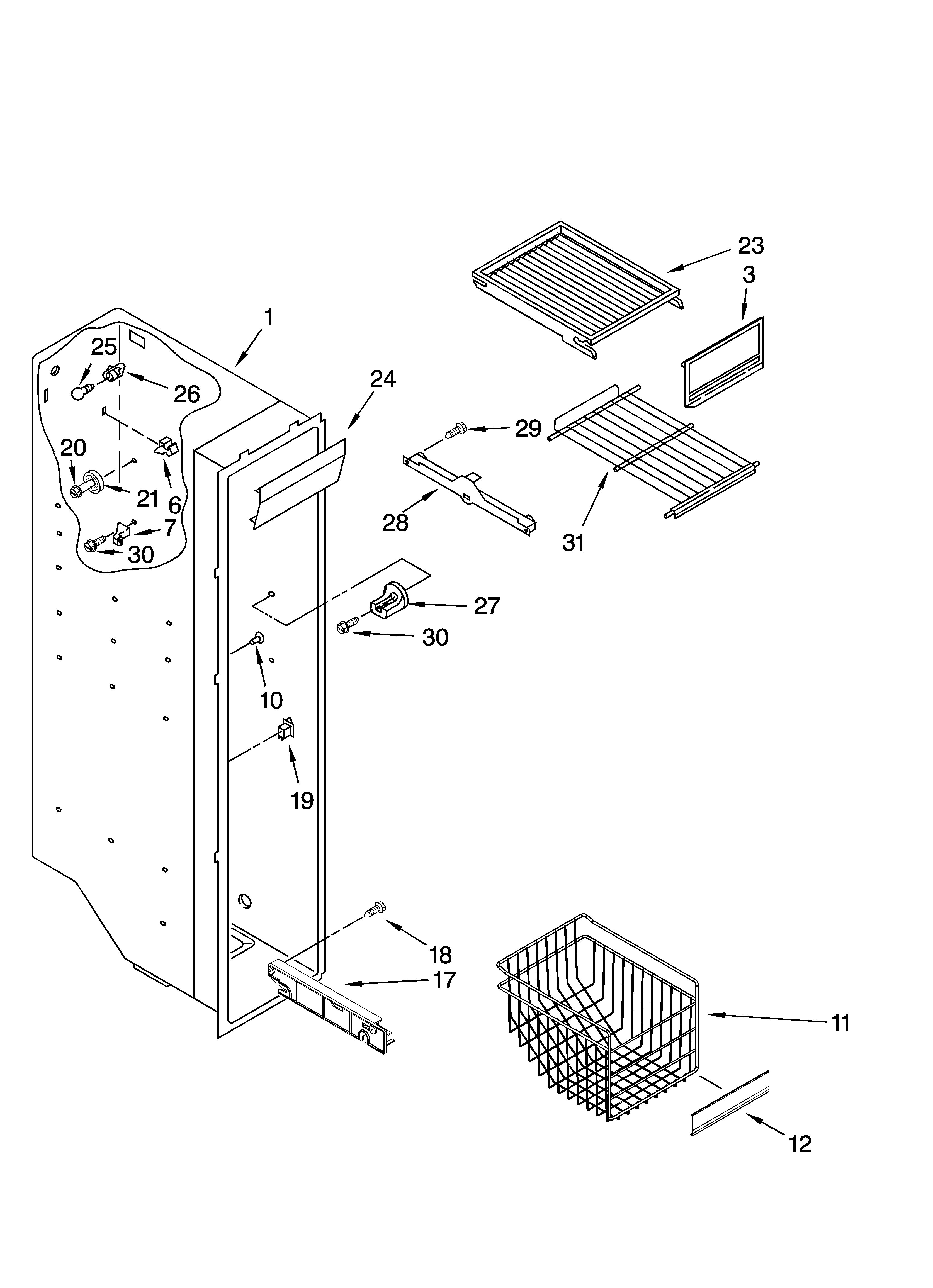 Whirlpool ED5NHEXNQ00 freezer liner parts diagram