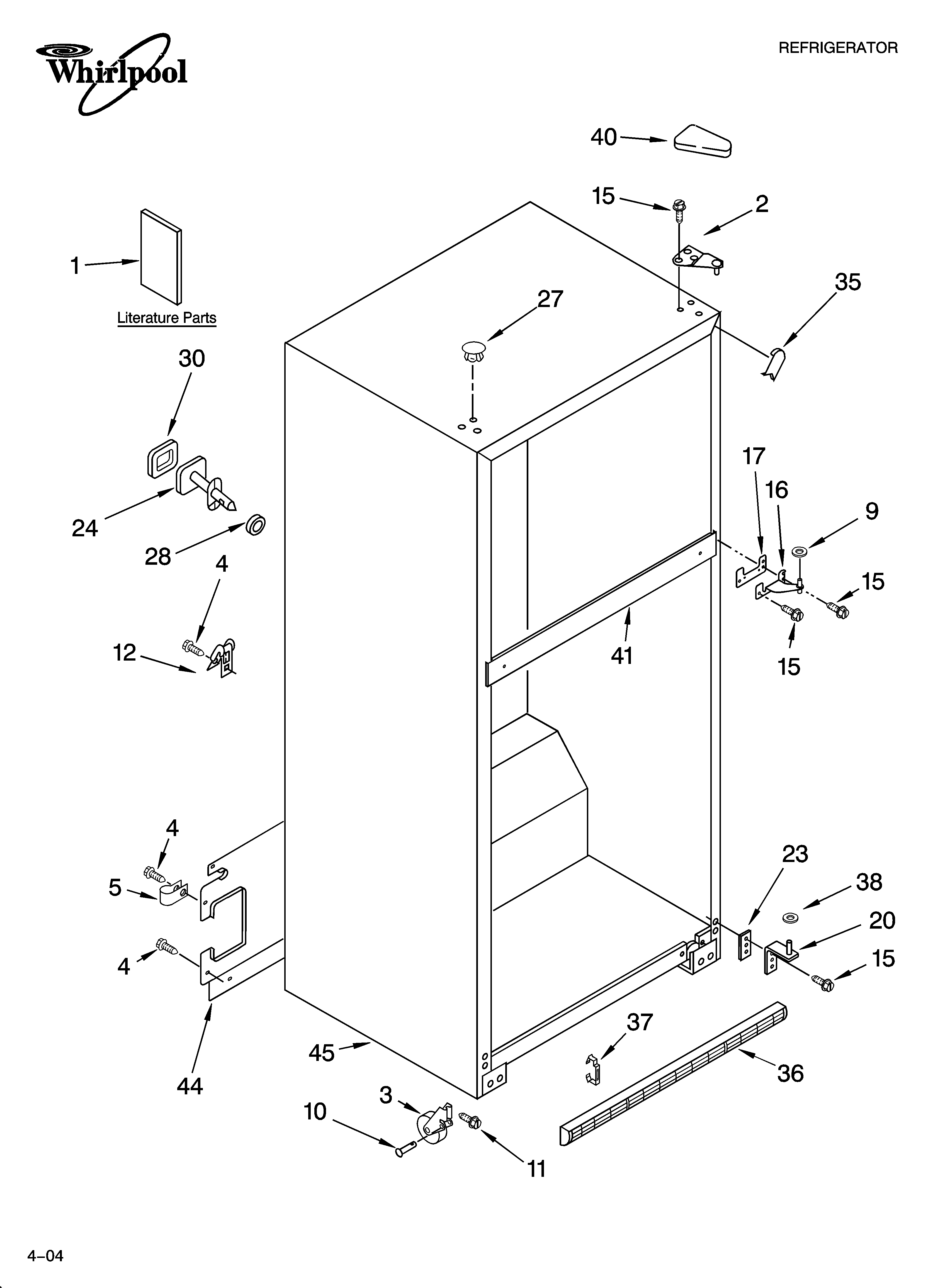 Whirlpool ER2MHKXPL00 cabinet parts diagram