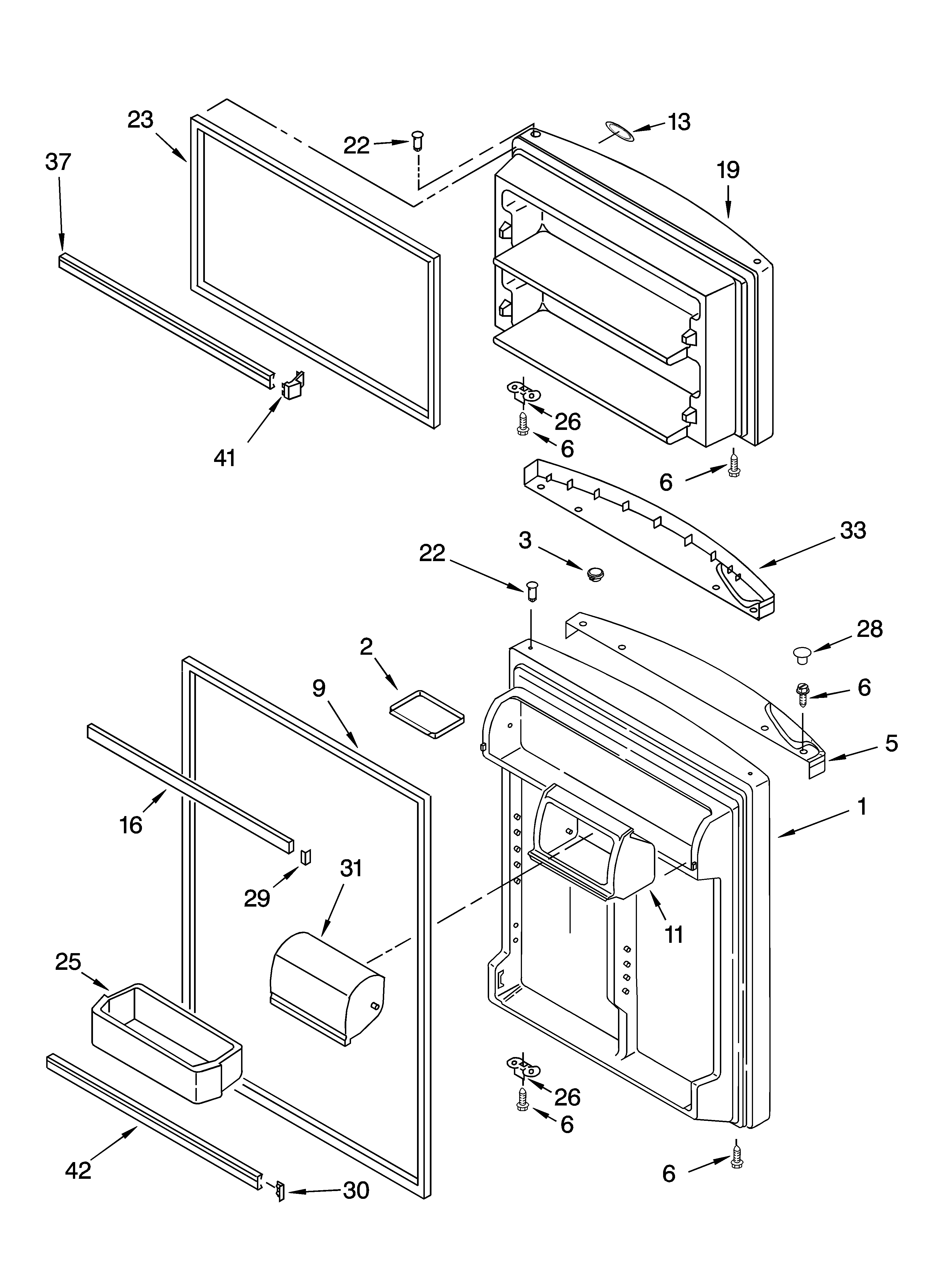 Whirlpool ER2MHKXPL00 door parts diagram