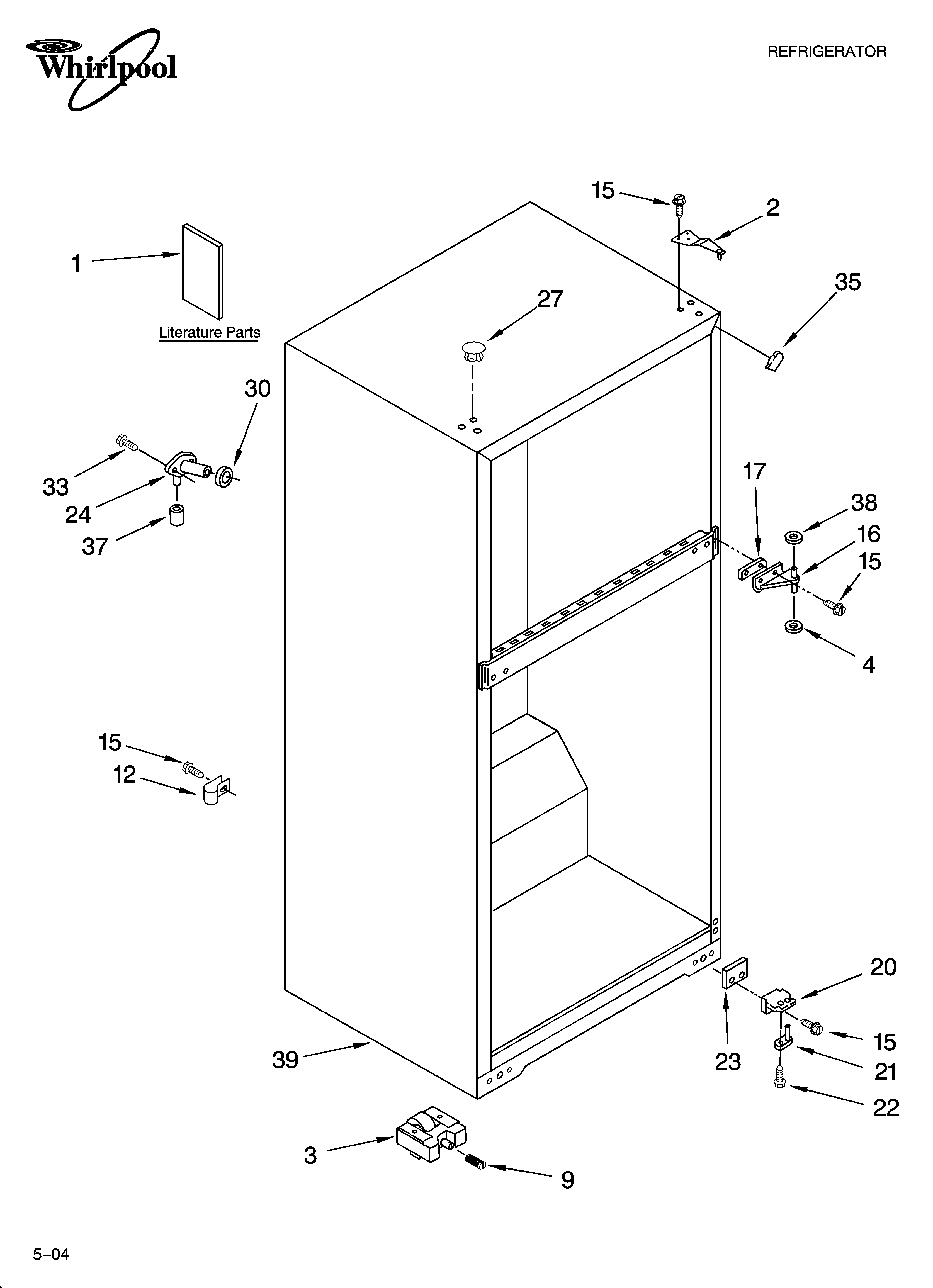 Whirlpool ET4WPKXKQ02 cabinet parts diagram