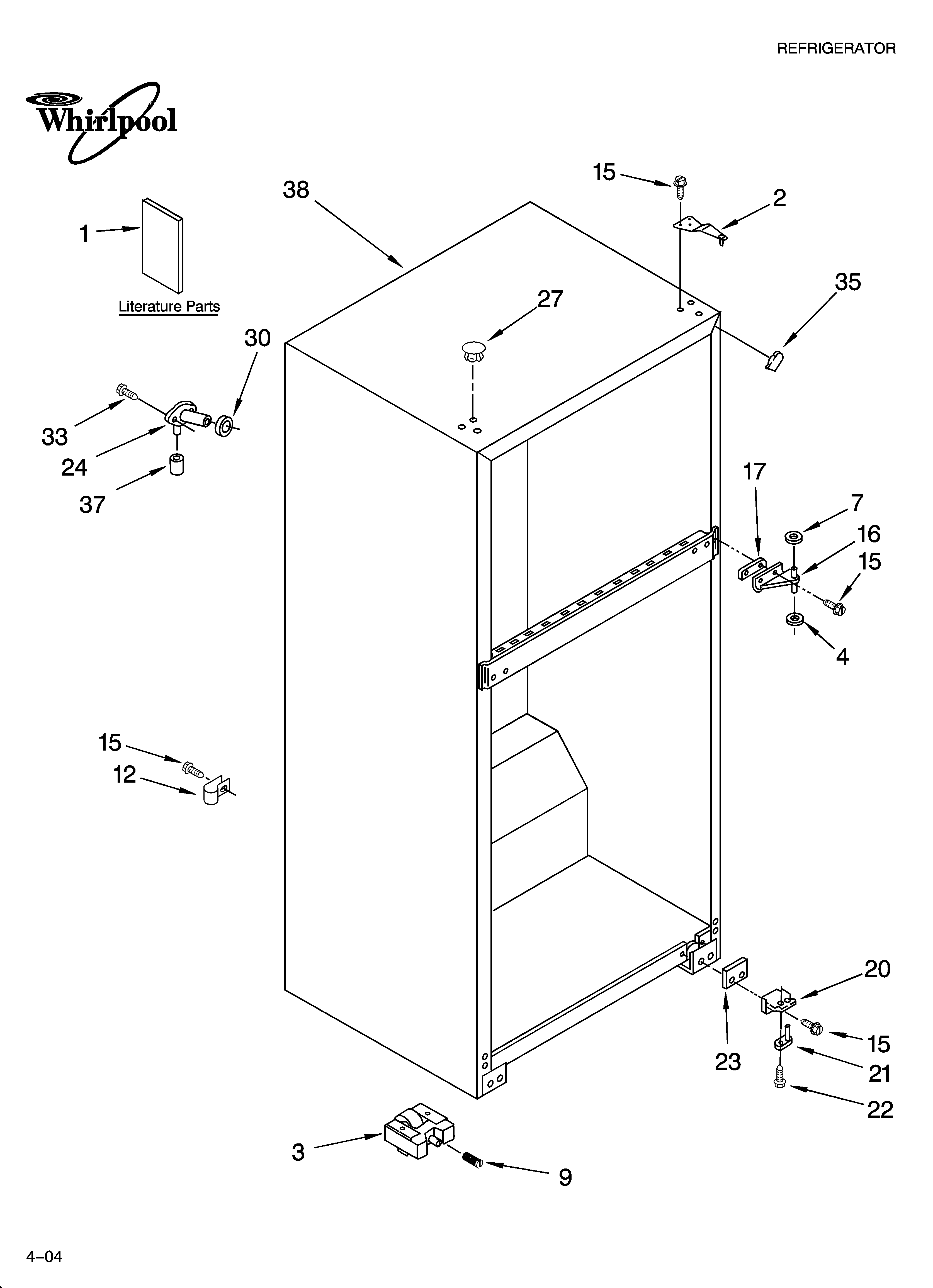 Whirlpool ET6WSKYKQ02 cabinet parts diagram