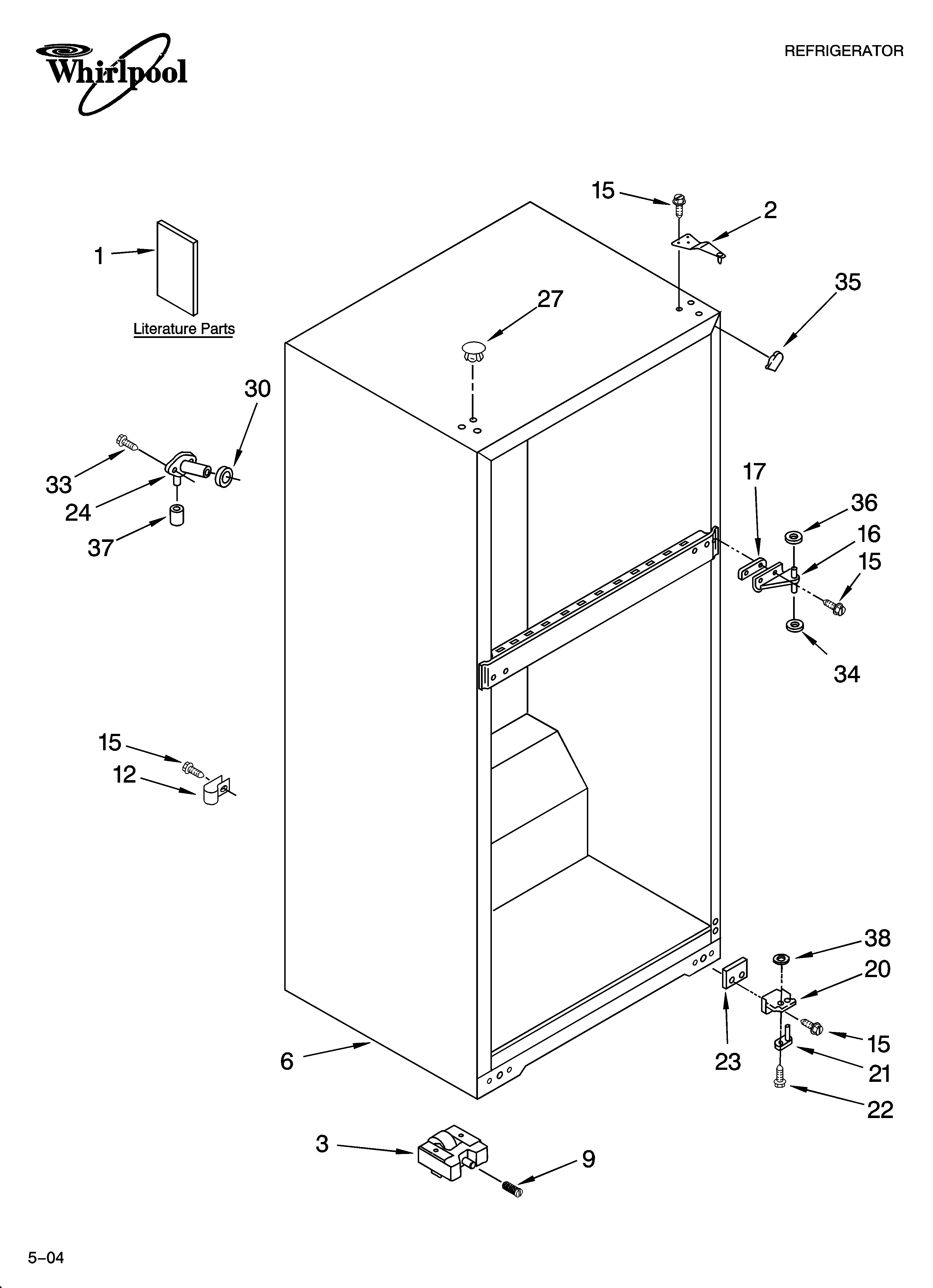 Whirlpool ET8BPKXKQ01 cabinet parts diagram