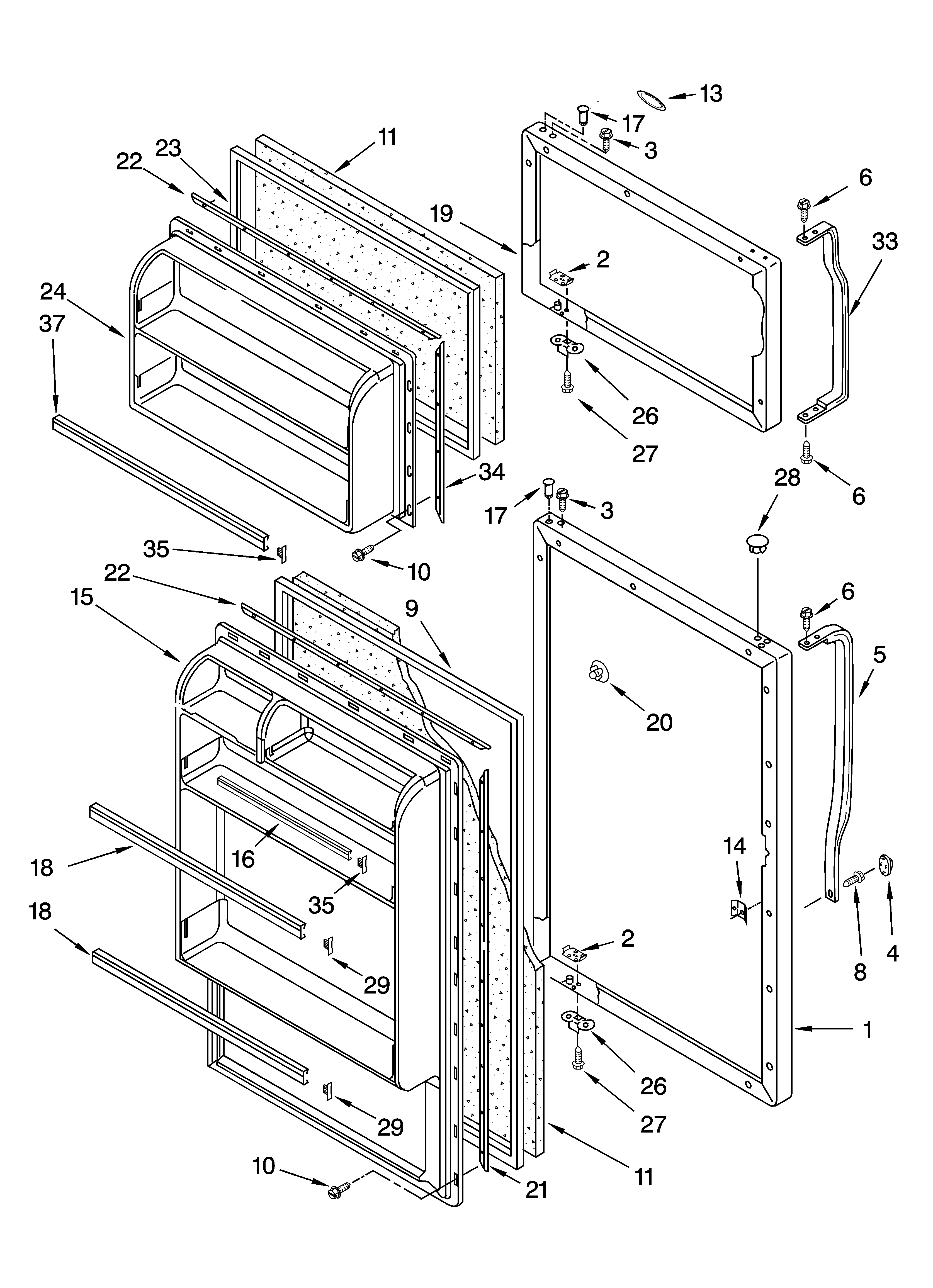 Whirlpool ET8BPKXKQ01 door parts diagram