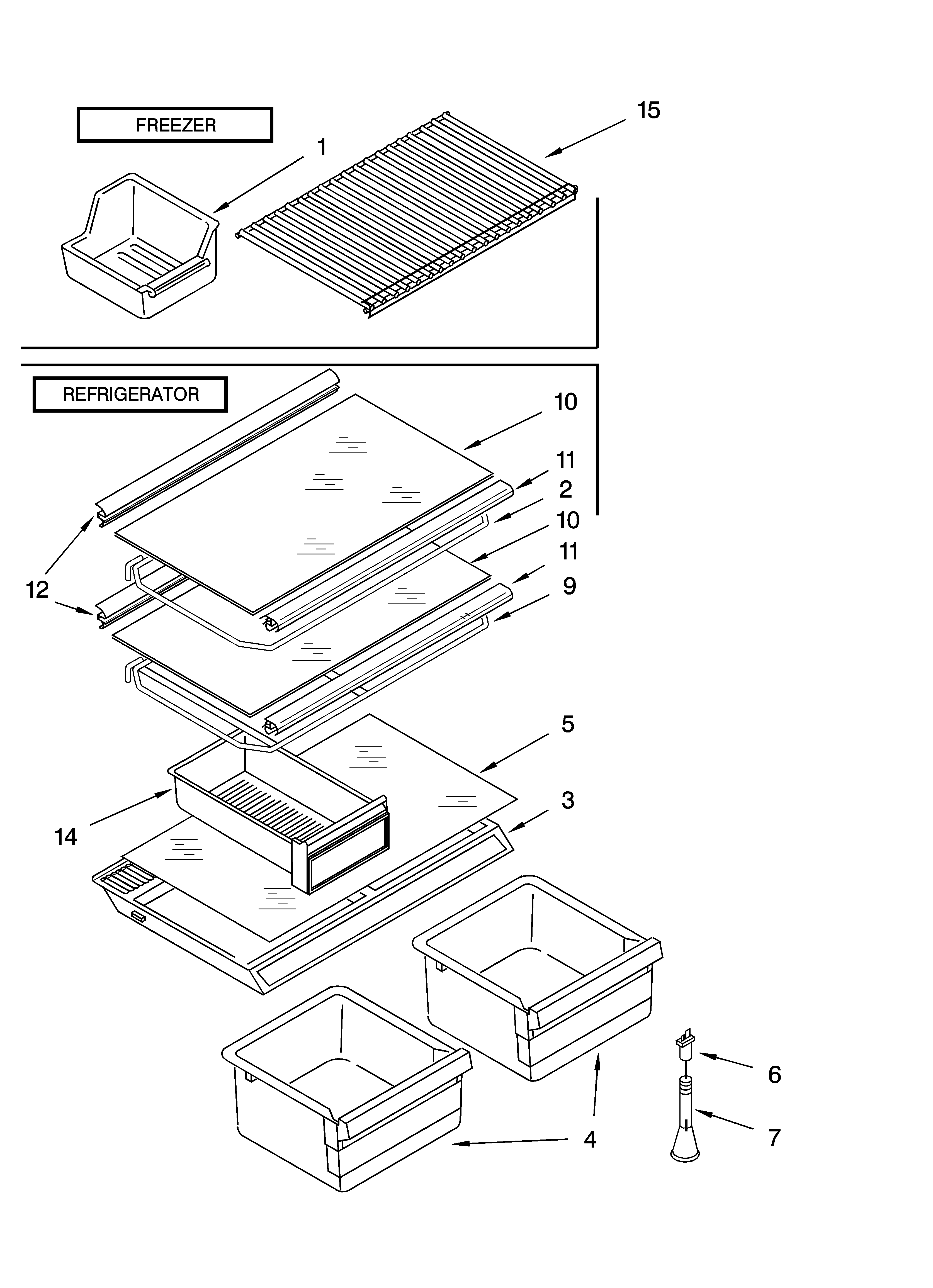 Whirlpool ET8GTMXKQ00 shelf parts, optional parts diagram