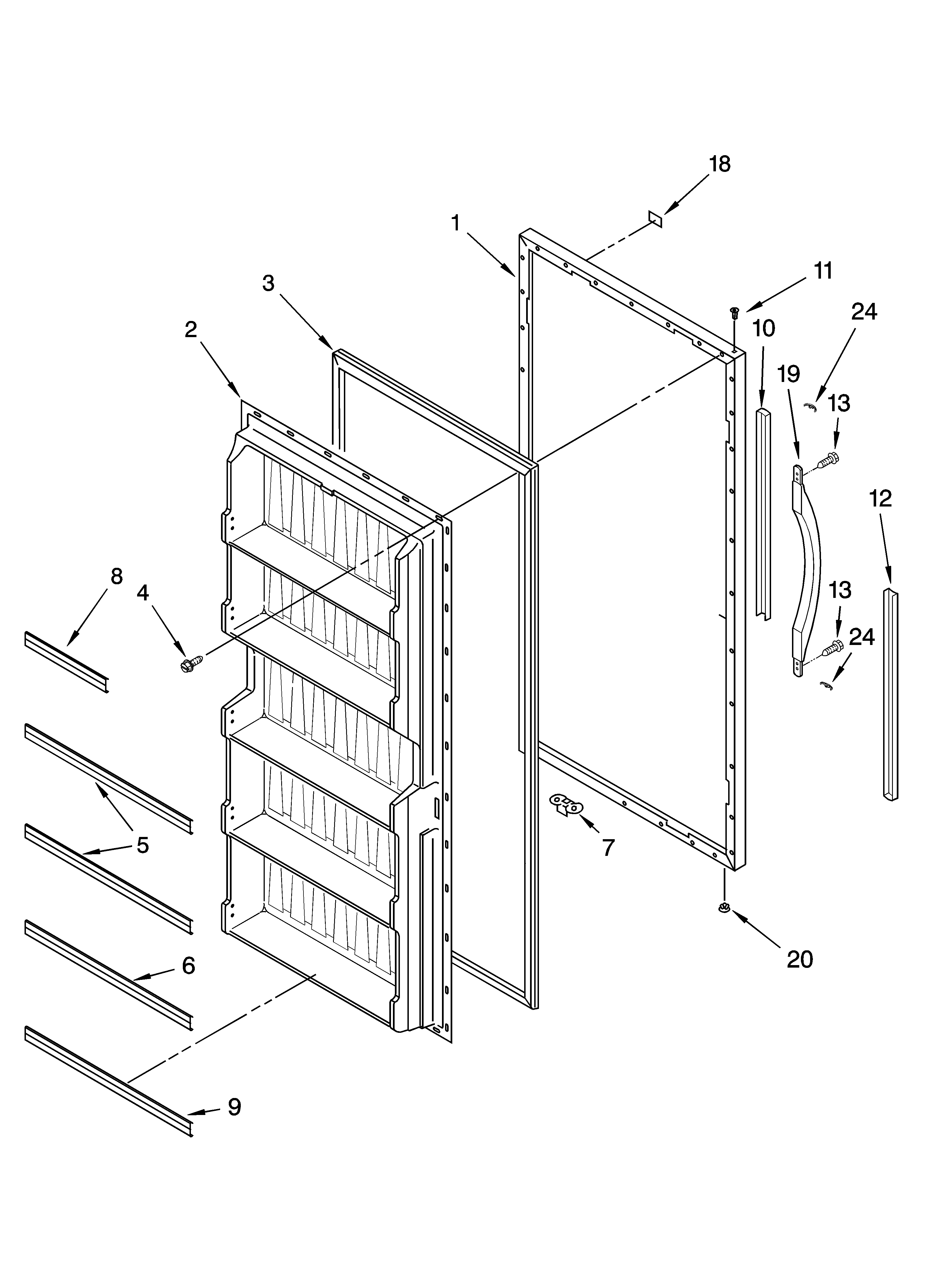Whirlpool EV171NYMQ02 door parts diagram