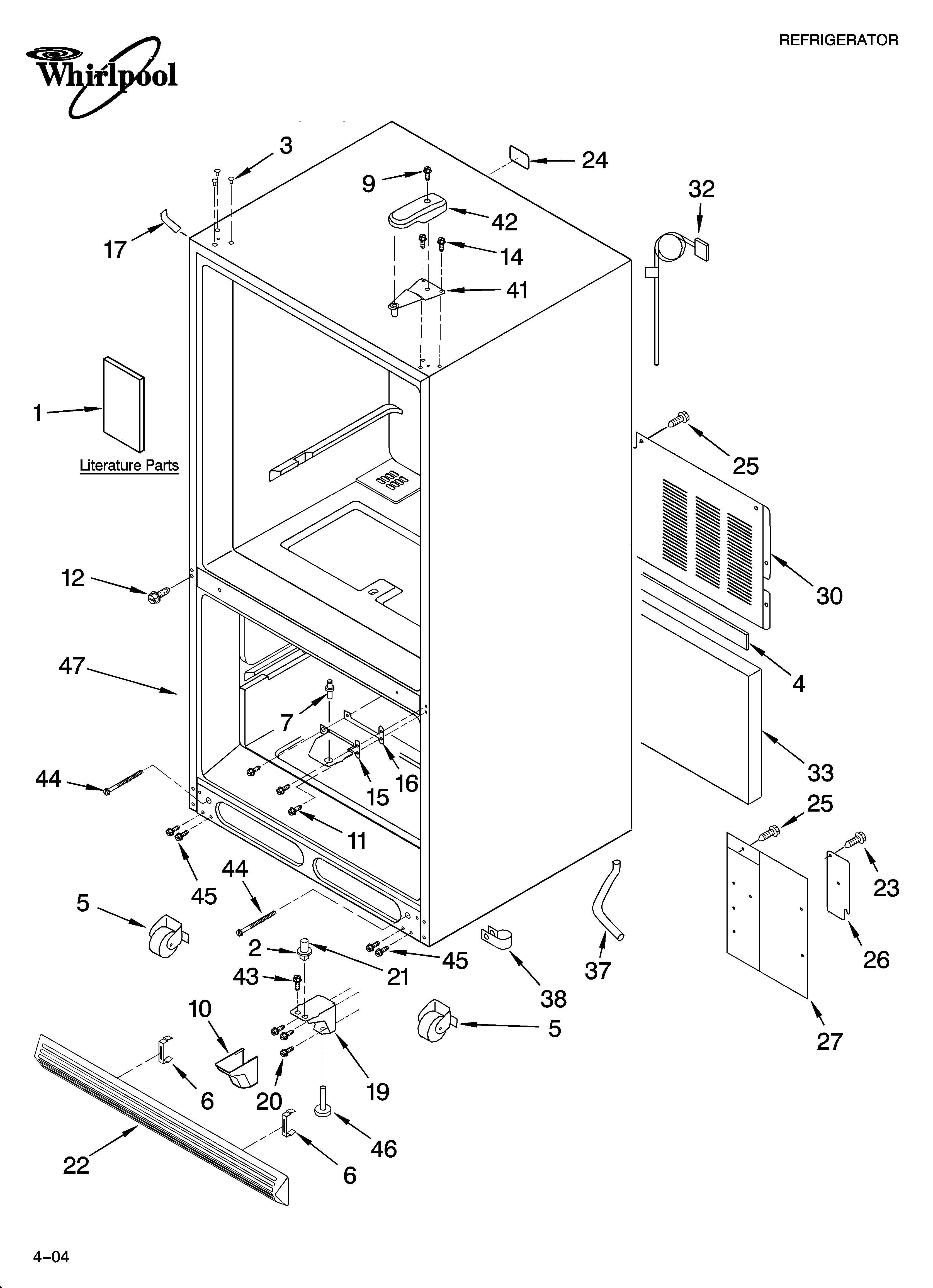 Whirlpool GB9SHKXLT01 cabinet parts diagram