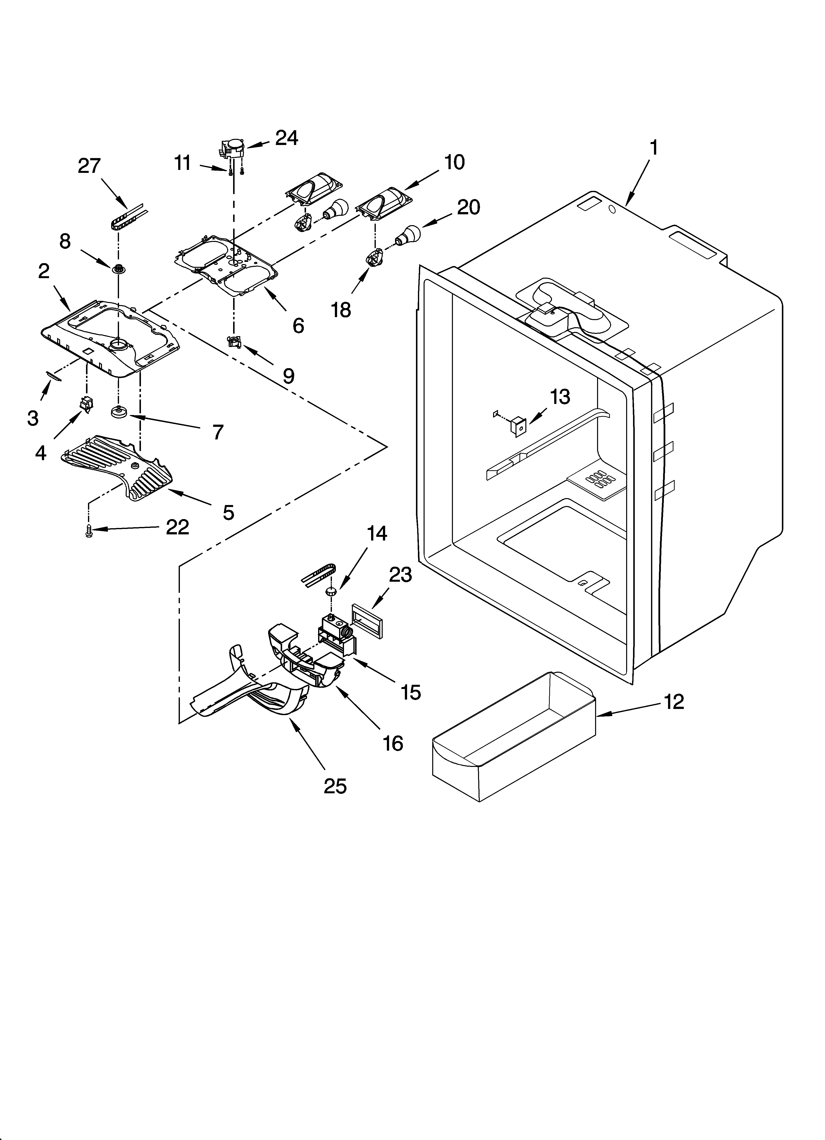 Whirlpool GB9SHKXLT01 refrigerator liner parts diagram