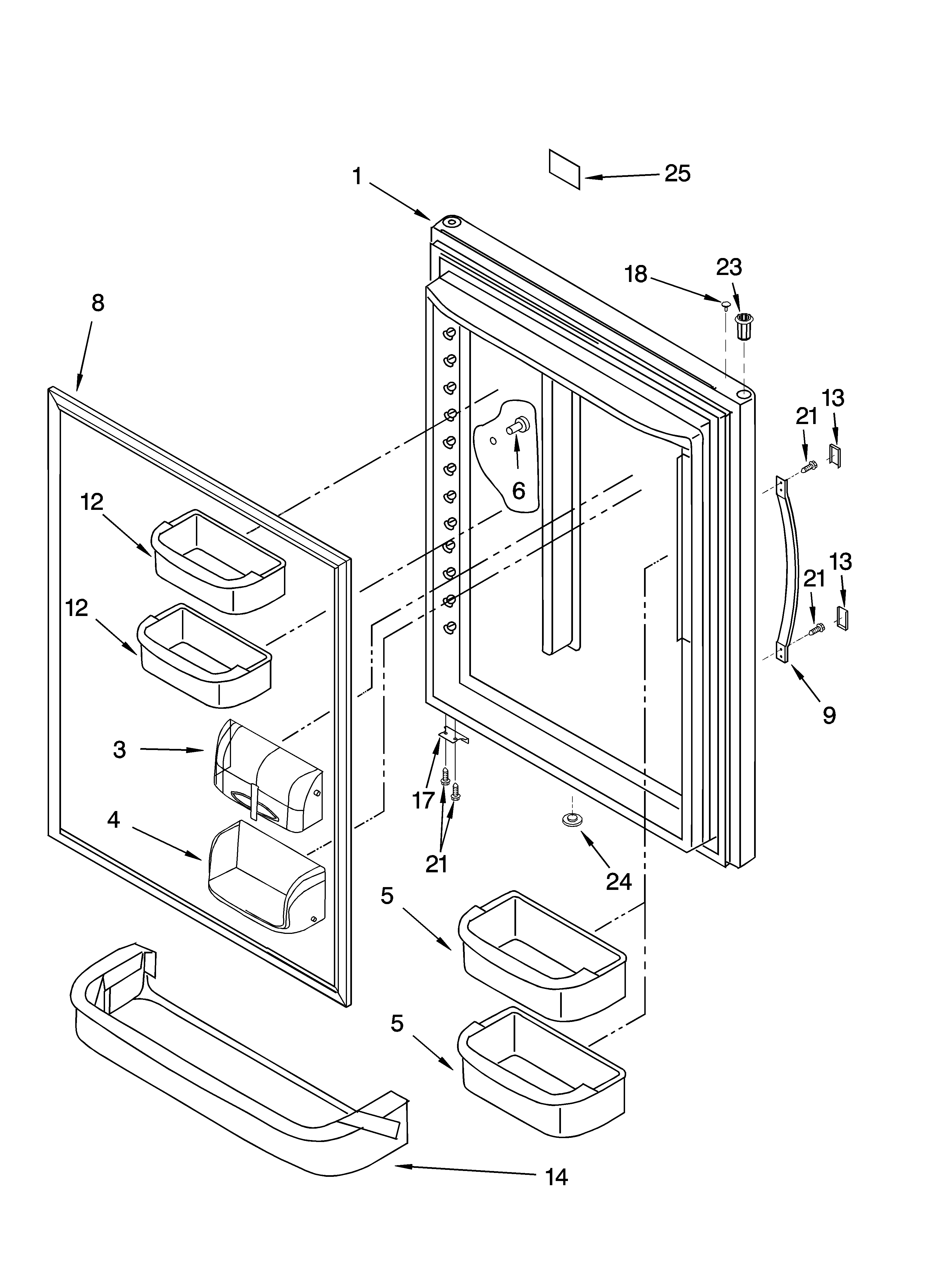 Whirlpool GB9SHKXLT01 refrigerator door parts diagram