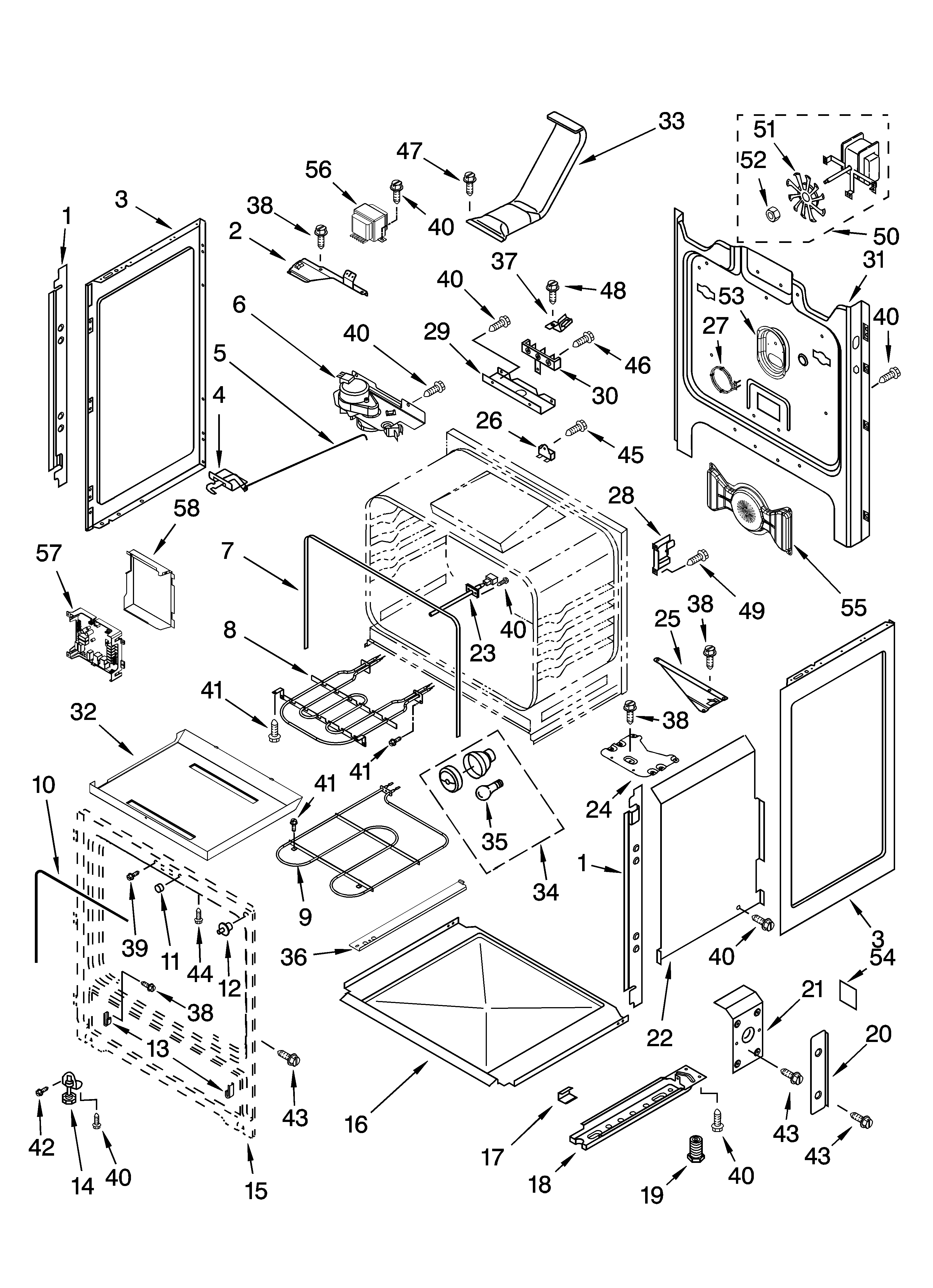 KitchenAid KERA205PBL0 chassis parts diagram