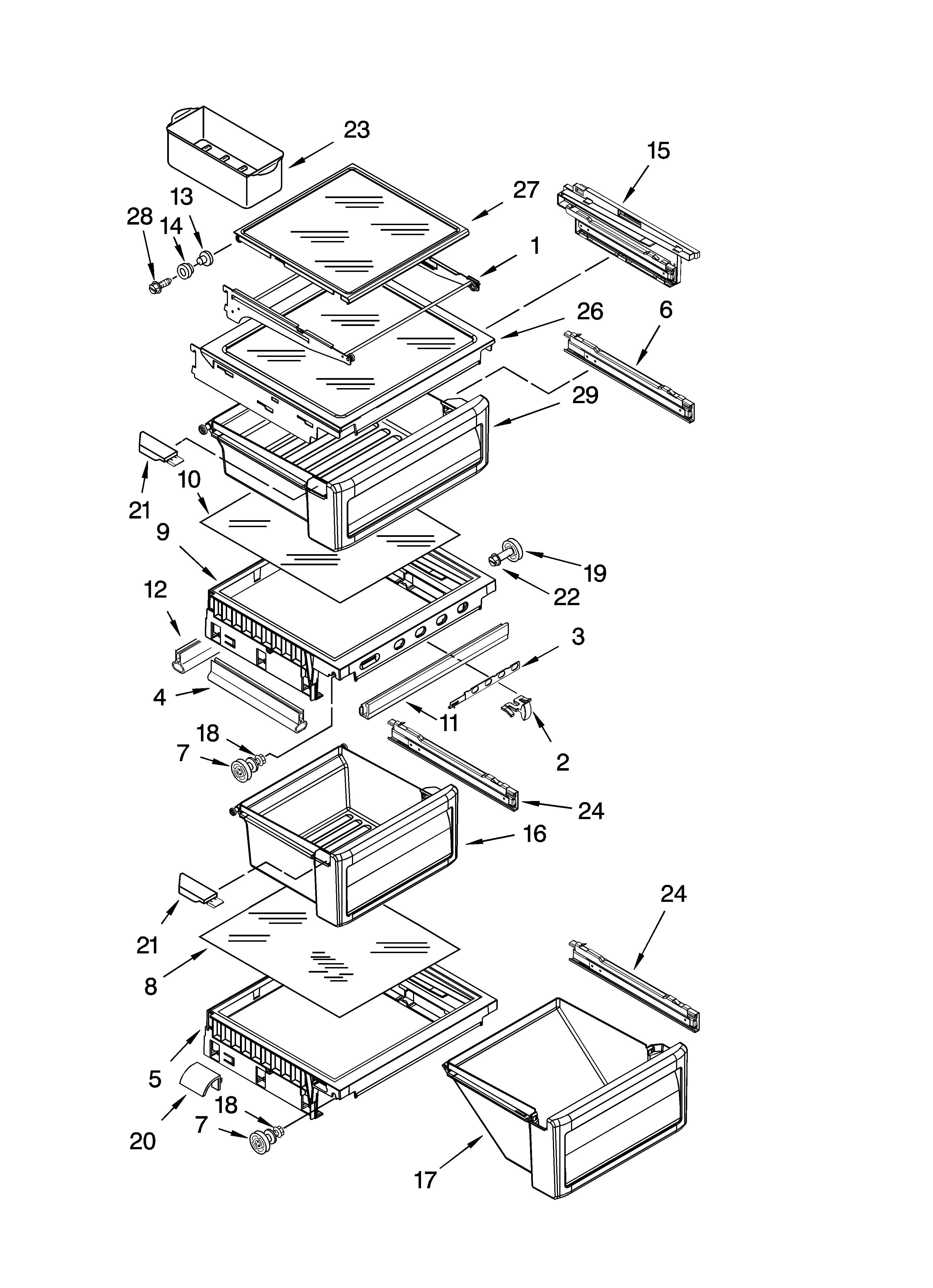 KitchenAid KSRA22CNBL00 refrigerator shelf parts diagram