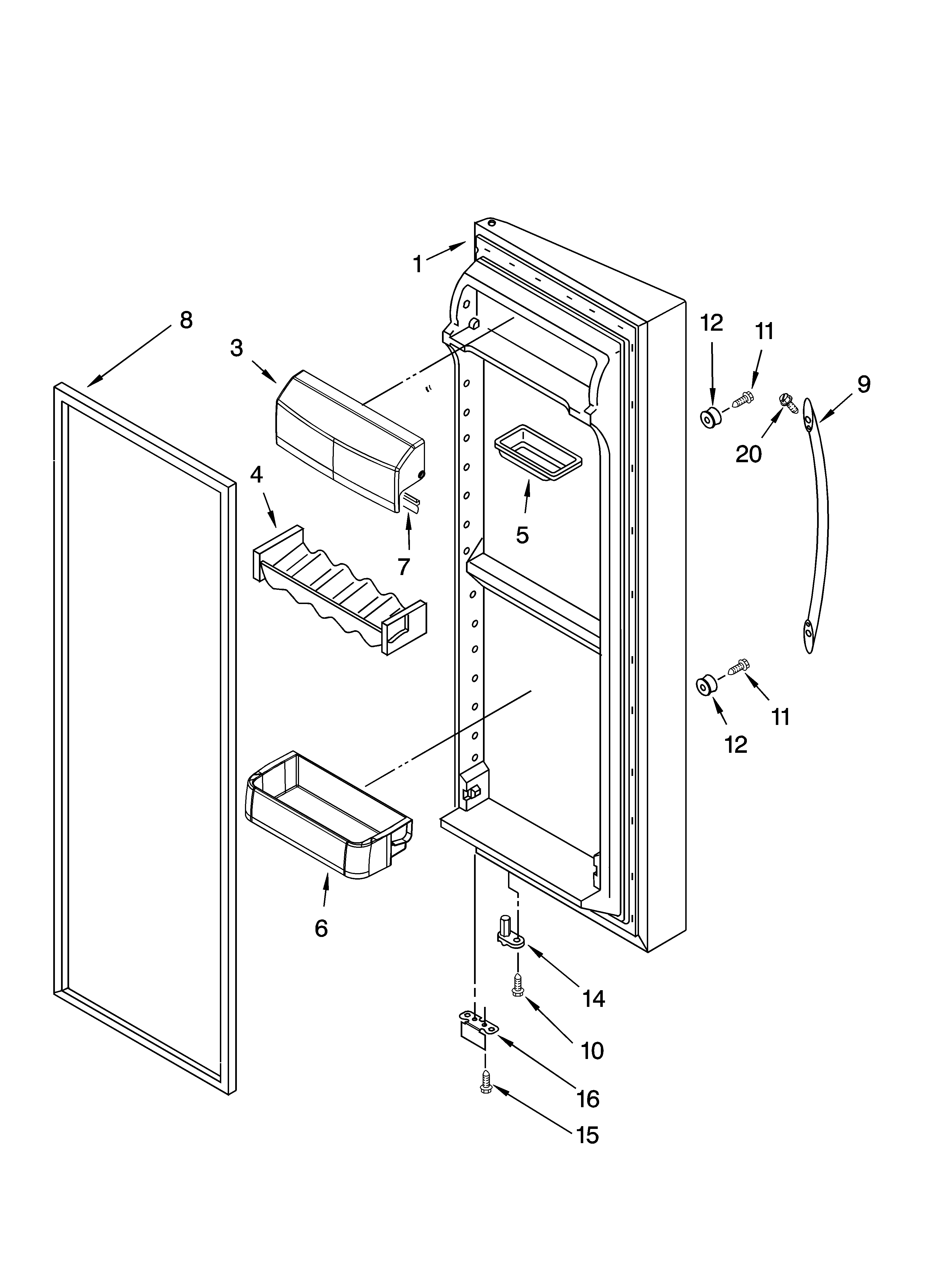 KitchenAid KSRA22CNBL00 refrigerator door parts diagram