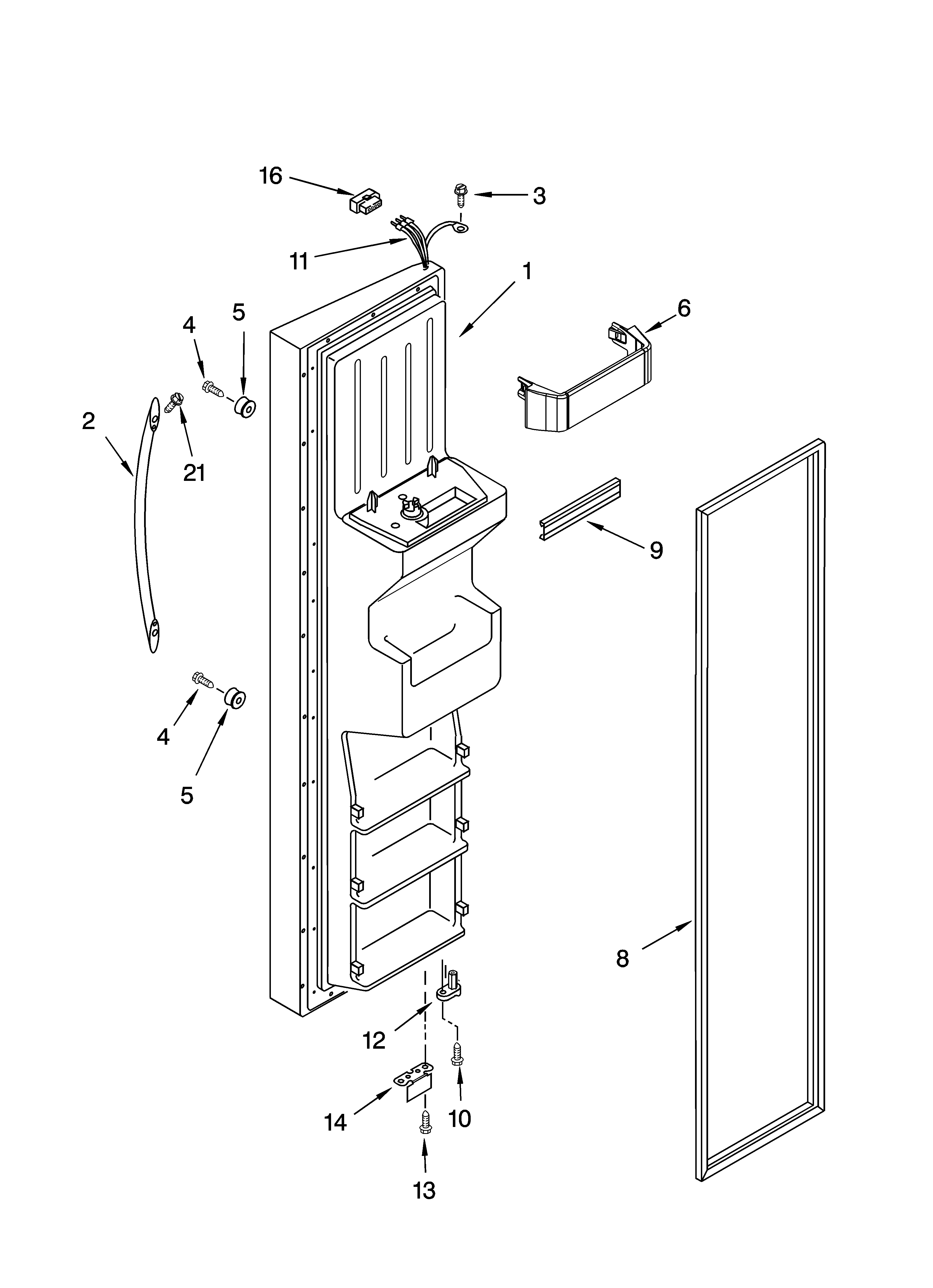 KitchenAid KSRA22CNBL00 freezer door parts diagram