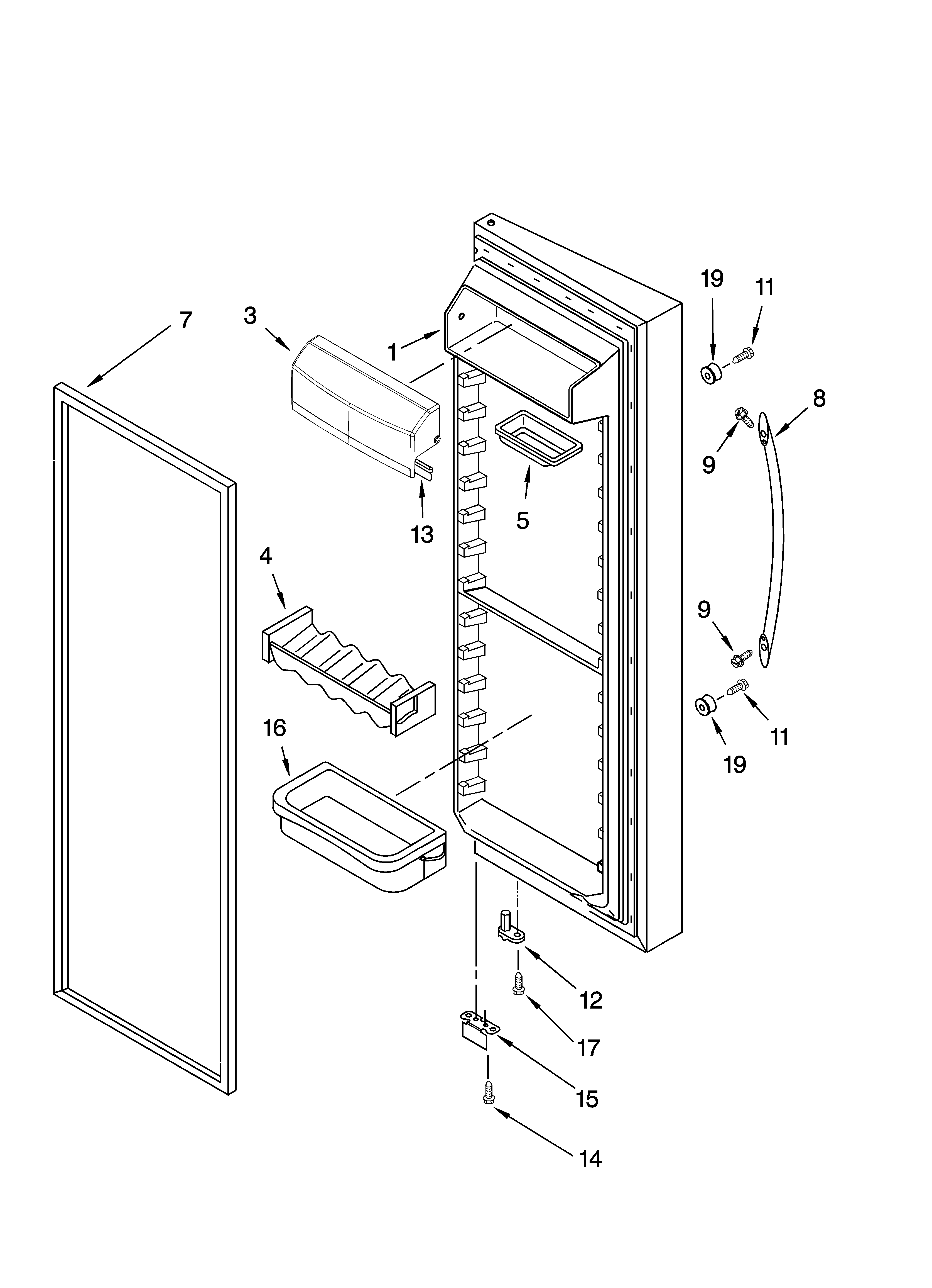 KitchenAid KSRA25PNBT00 refrigerator door parts diagram