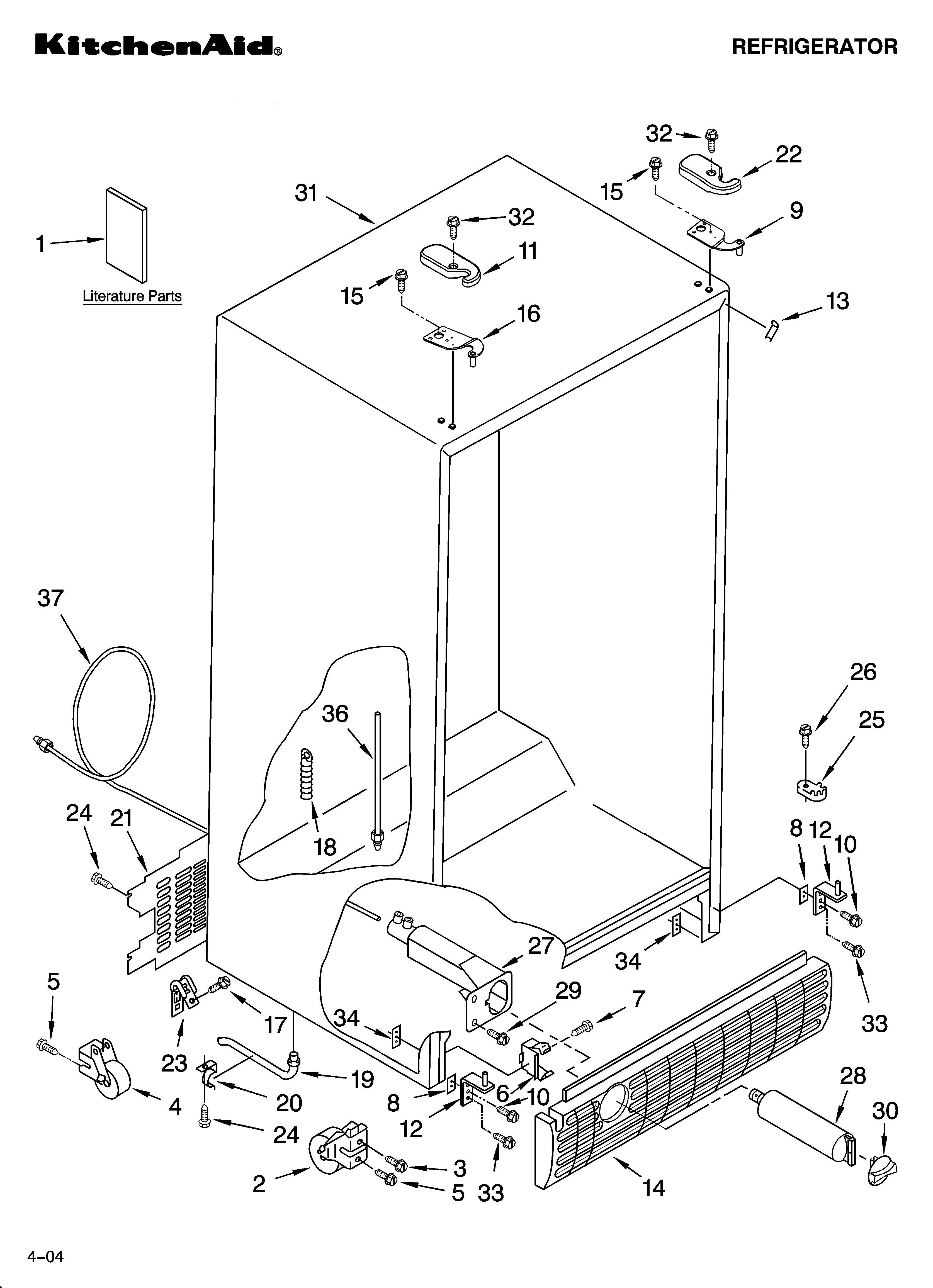 KitchenAid KSRJ22CNSS00 cabinet parts diagram