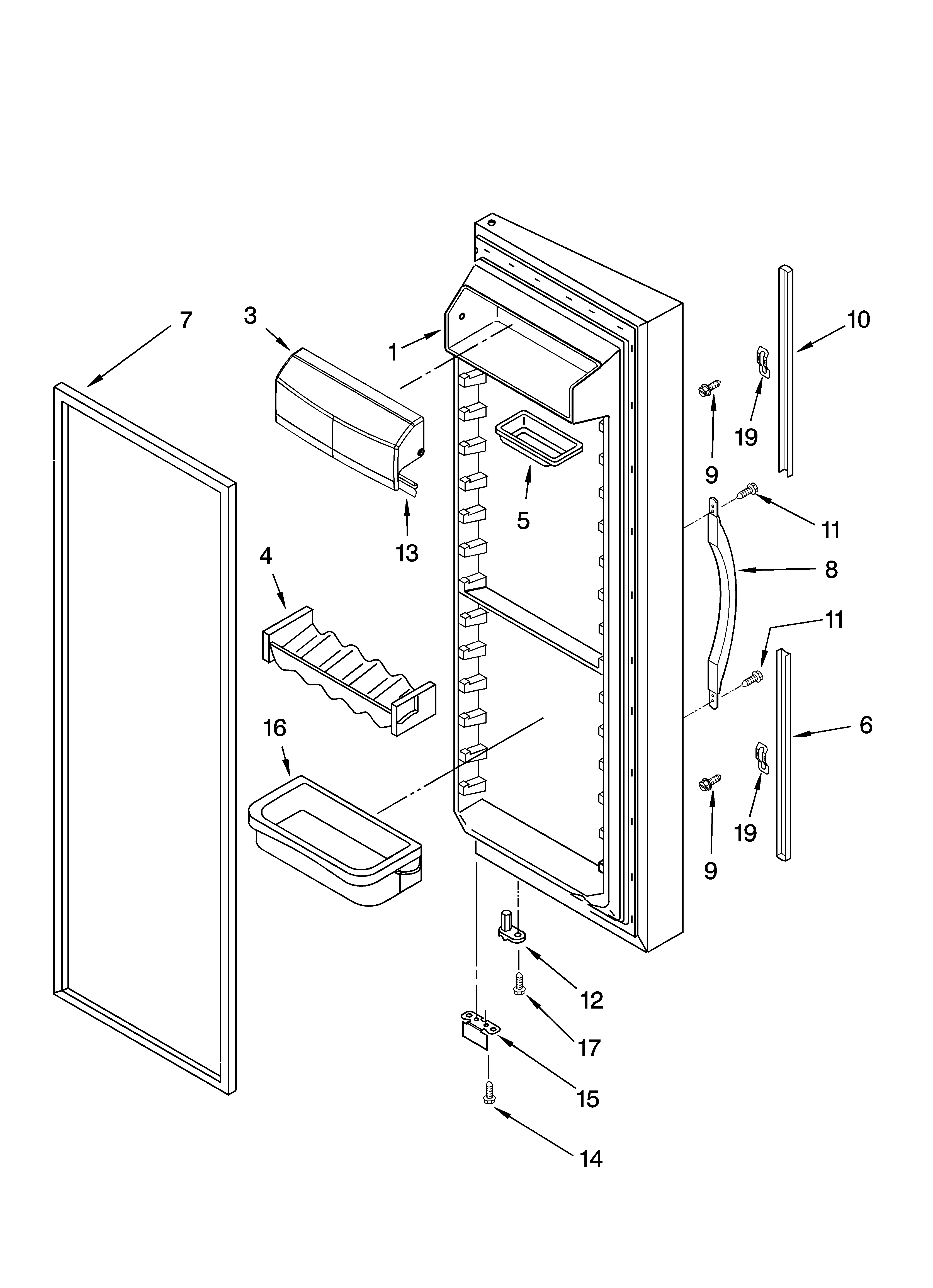 KitchenAid KSRJ22CNSS00 refrigerator door parts diagram