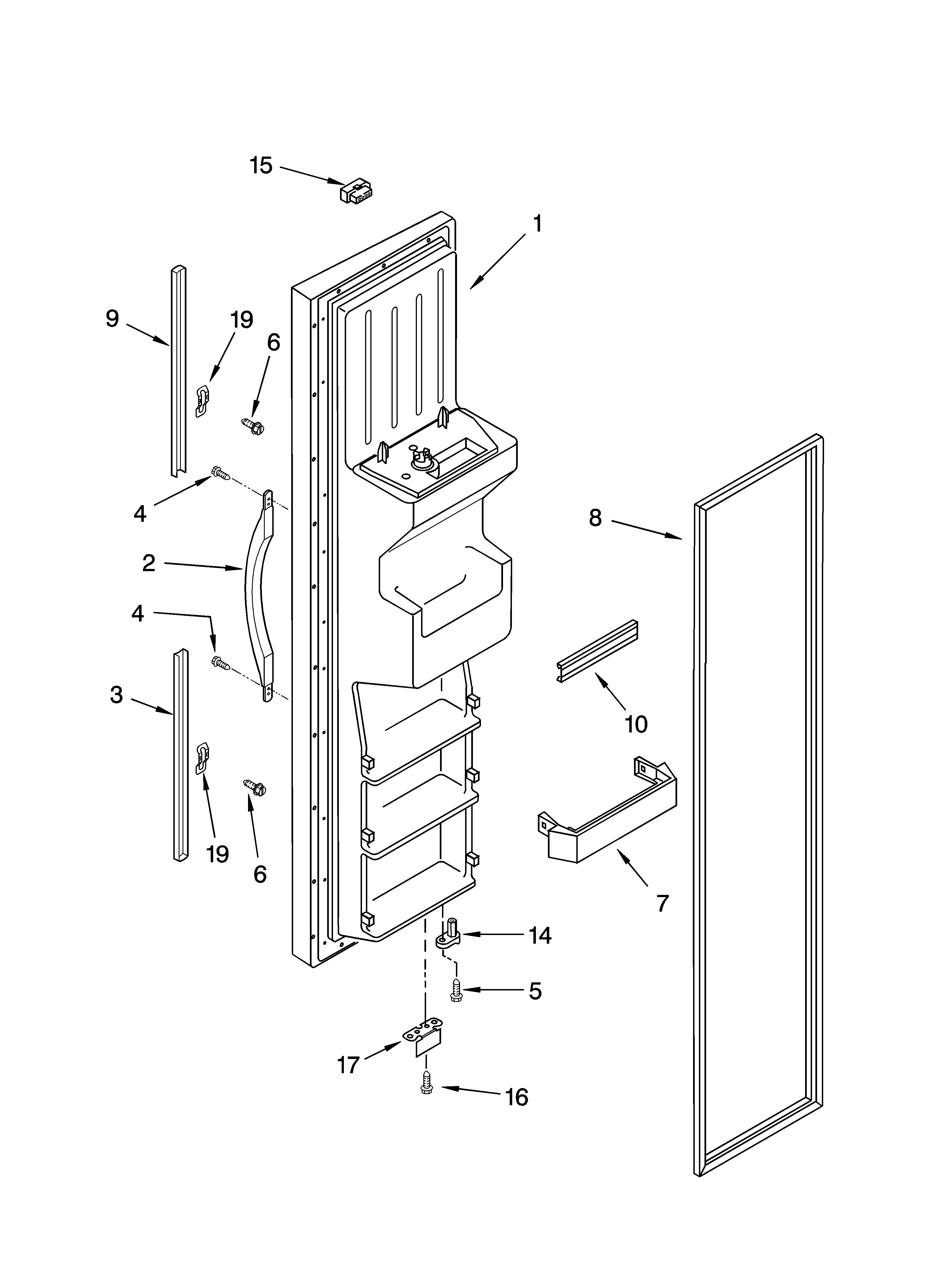 KitchenAid KSRJ22CNSS00 freezer door parts diagram