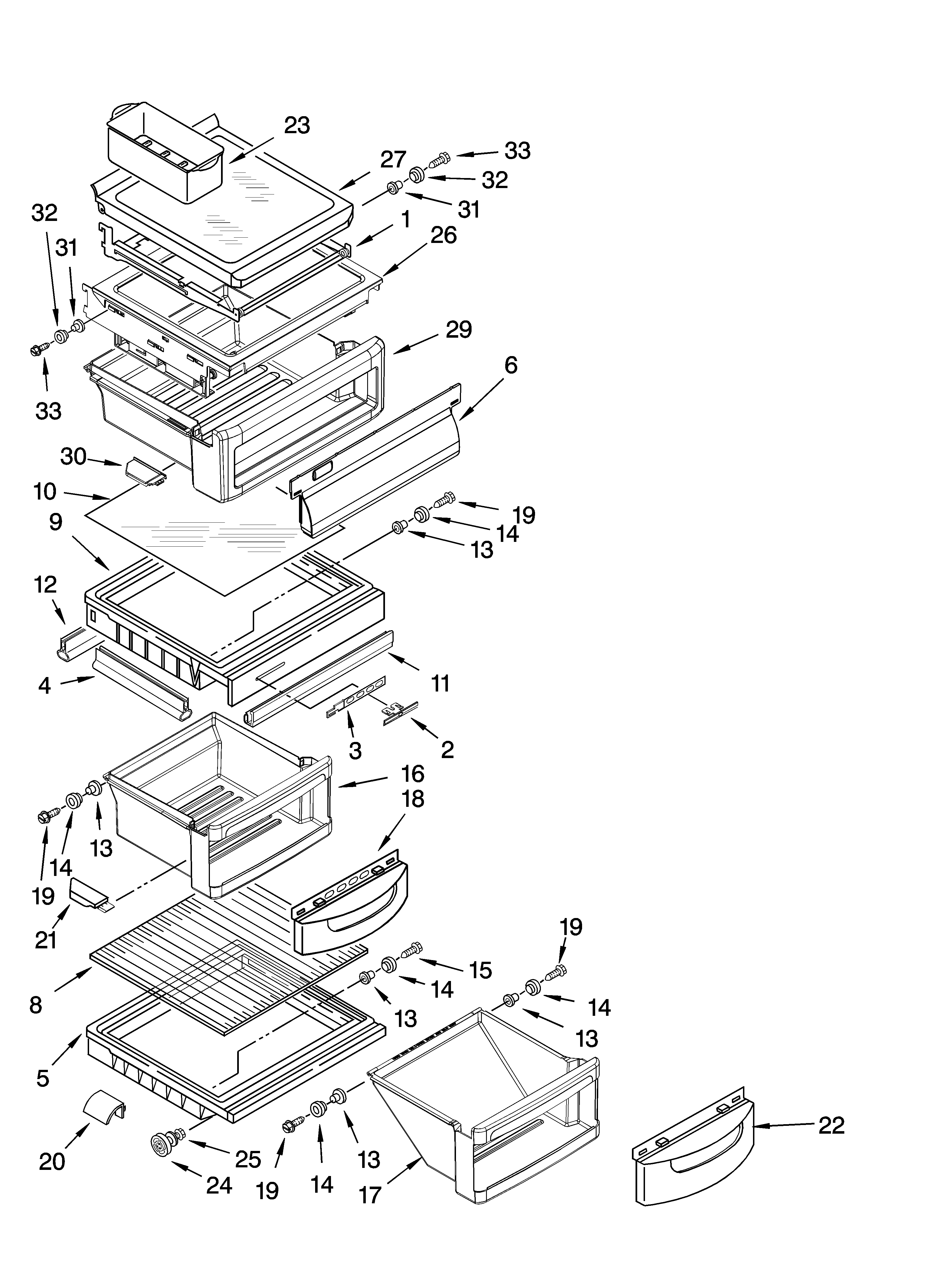 KitchenAid KSRP22FNBL00 refrigerator shelf parts diagram