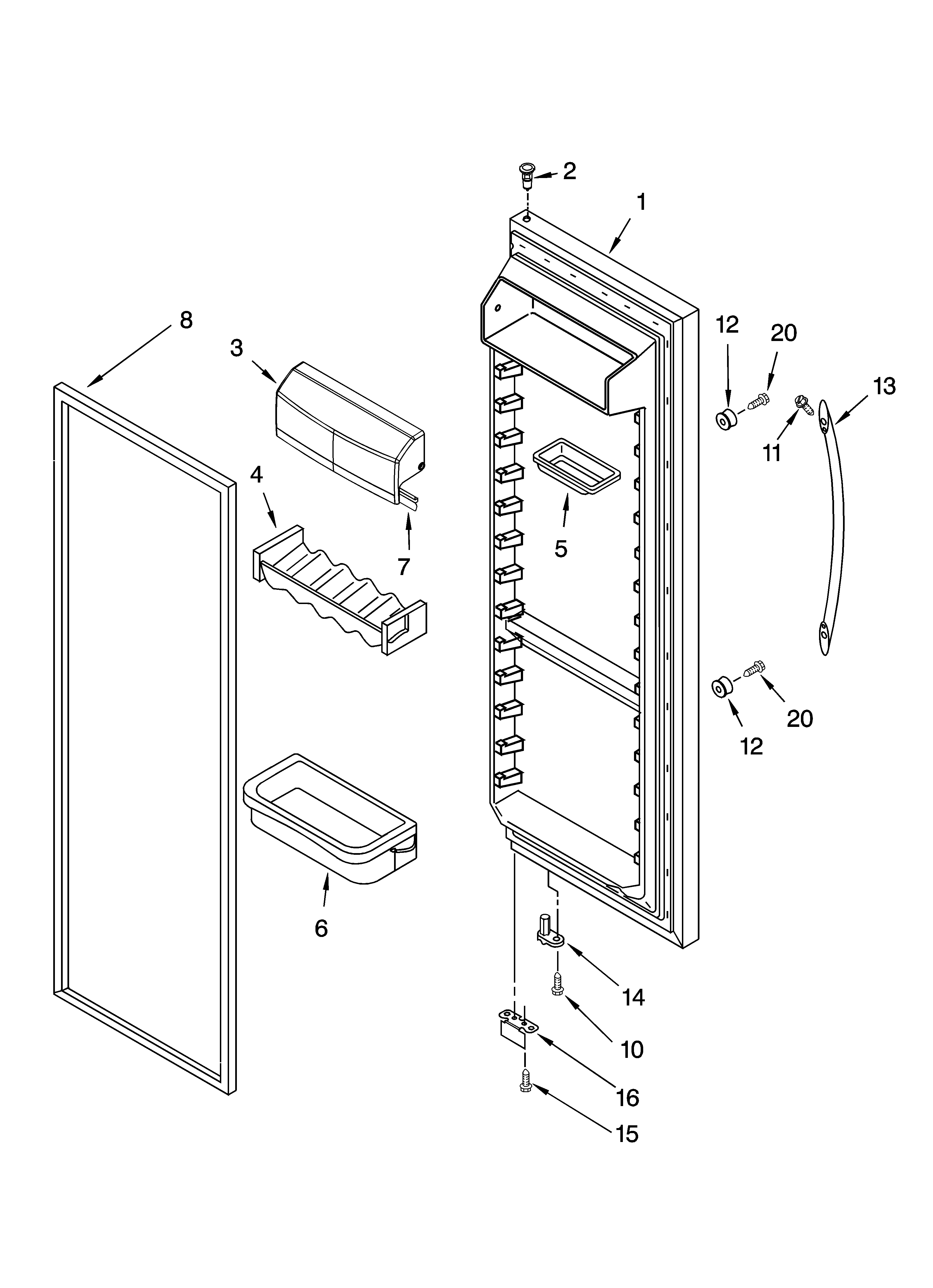 KitchenAid KSRP22FNBL00 refrigerator door parts diagram