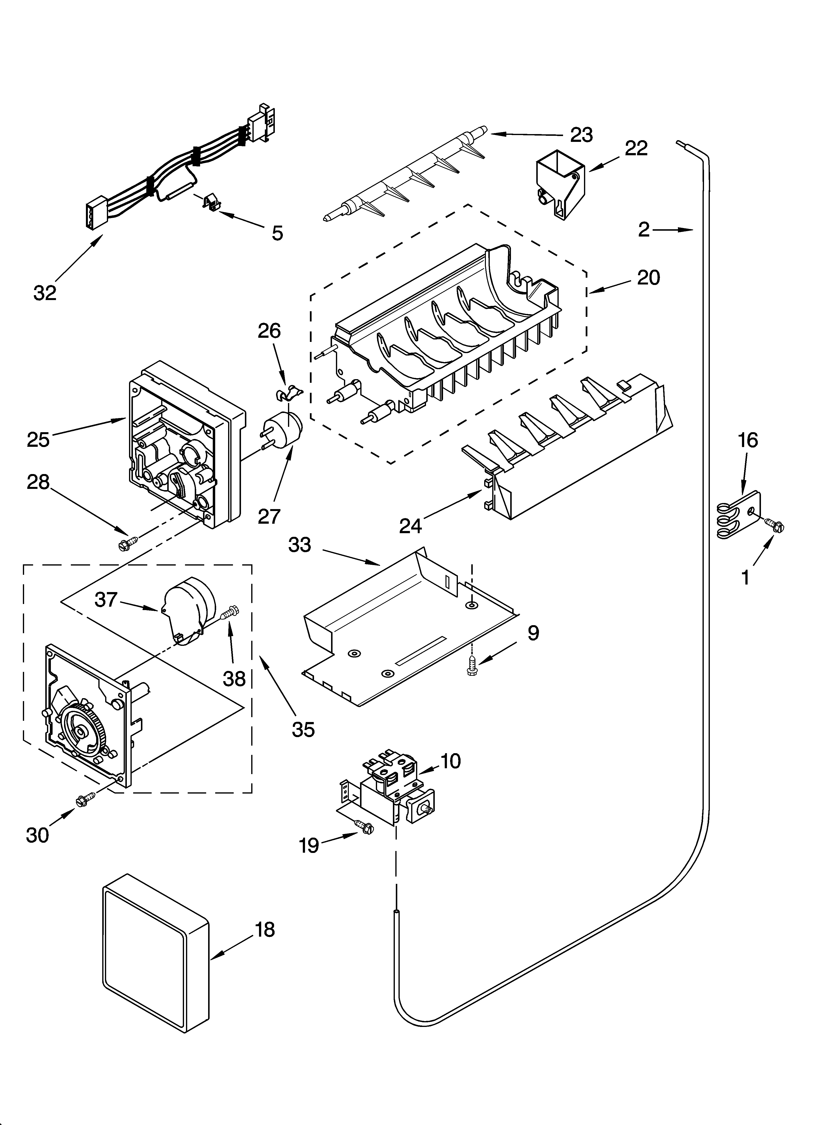 KitchenAid KSRP22FNBL00 icemaker parts diagram