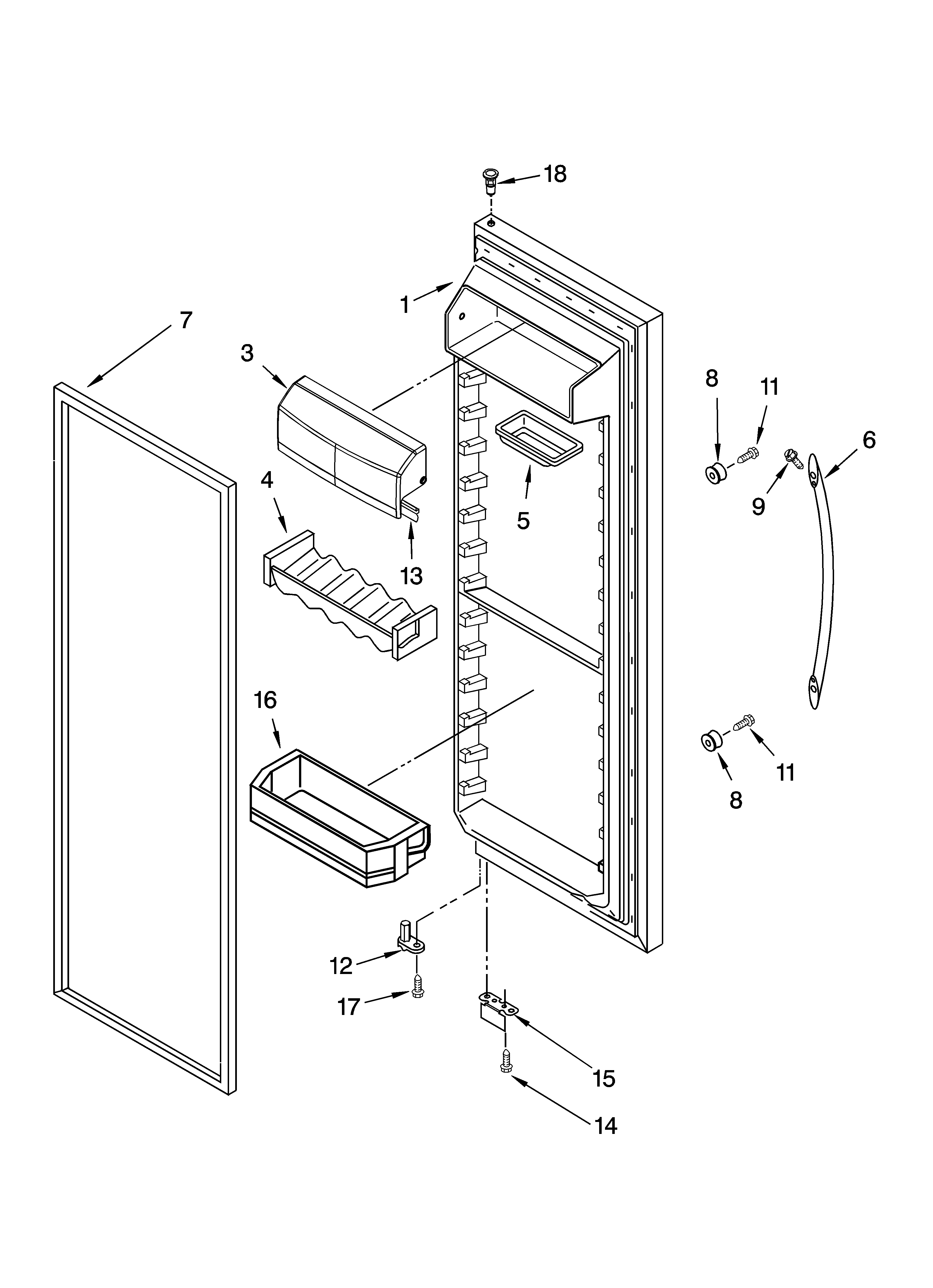 KitchenAid KSRP25FNWH00 refrigerator door parts diagram