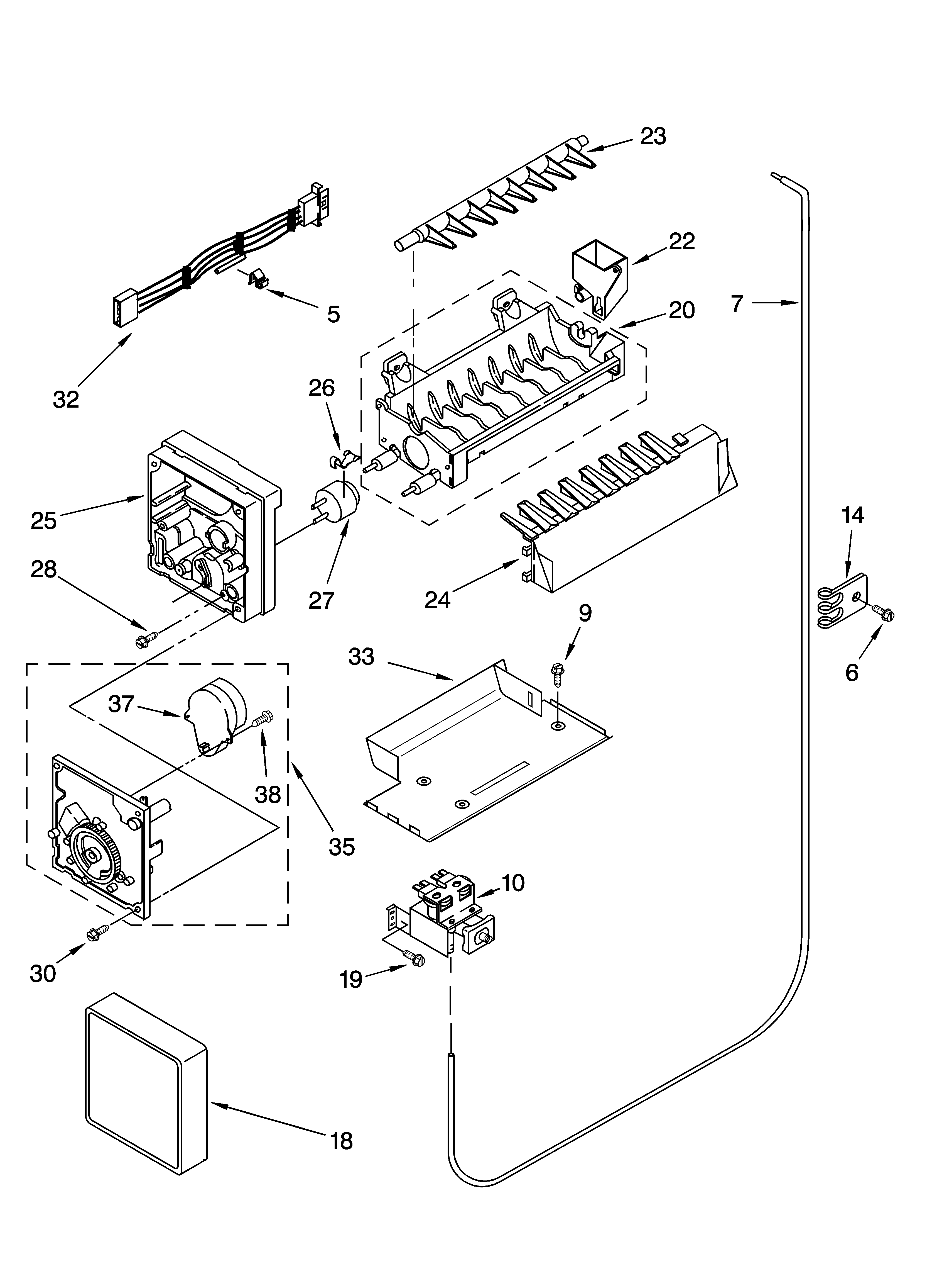 KitchenAid KSRP25FNWH00 icemaker parts, parts not illustrated diagram
