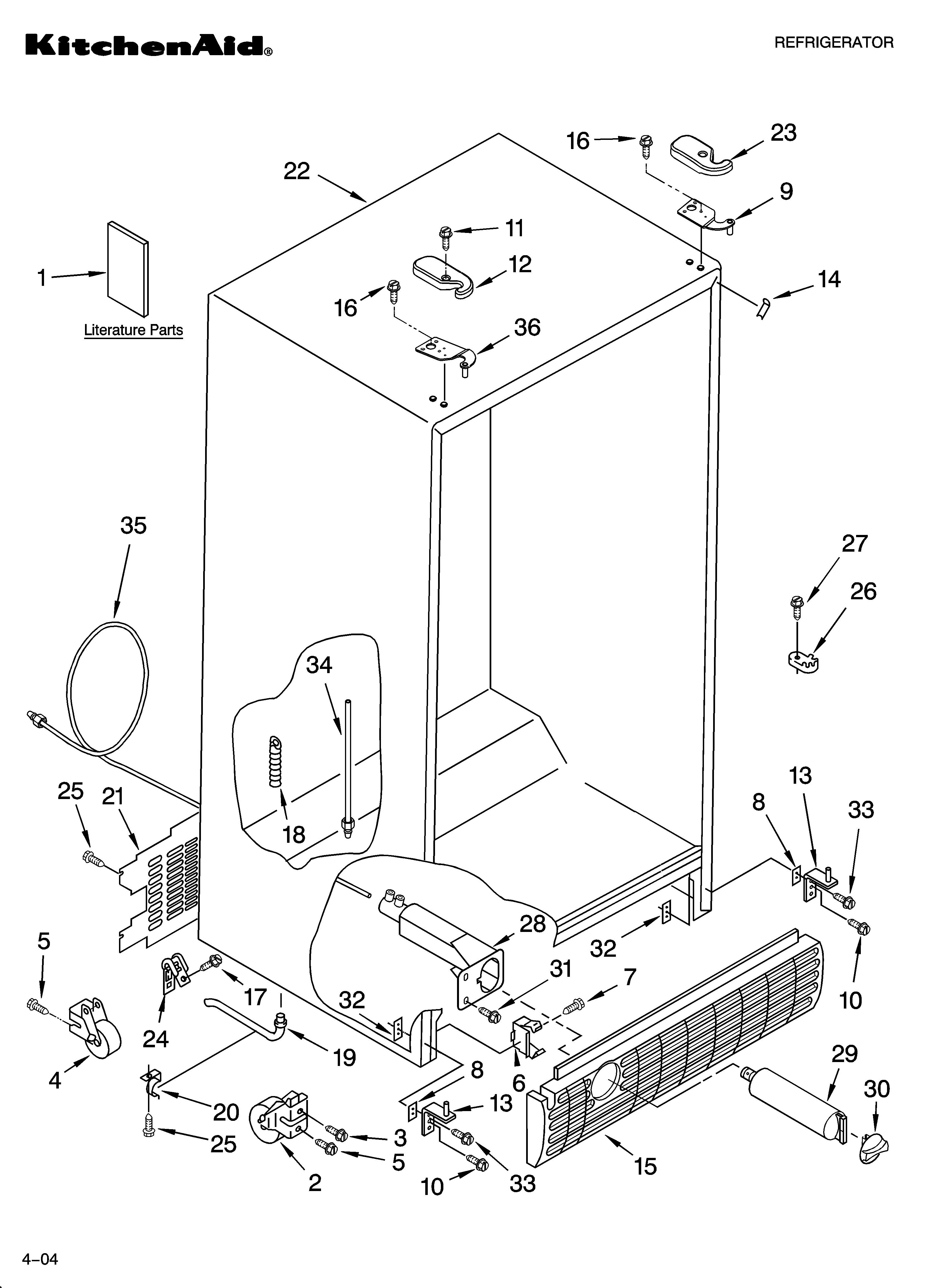 KitchenAid KSRS25CNLK00 cabinet parts diagram