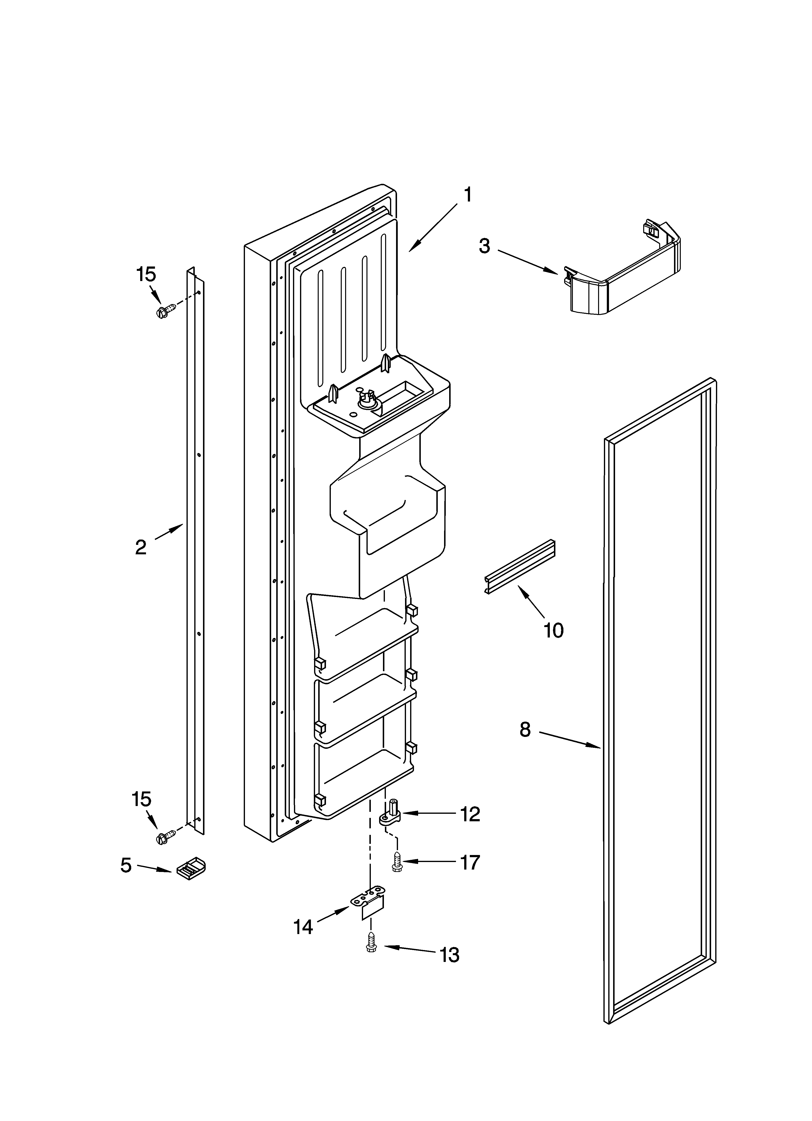 KitchenAid KSRS25CNLK00 freezer door parts diagram