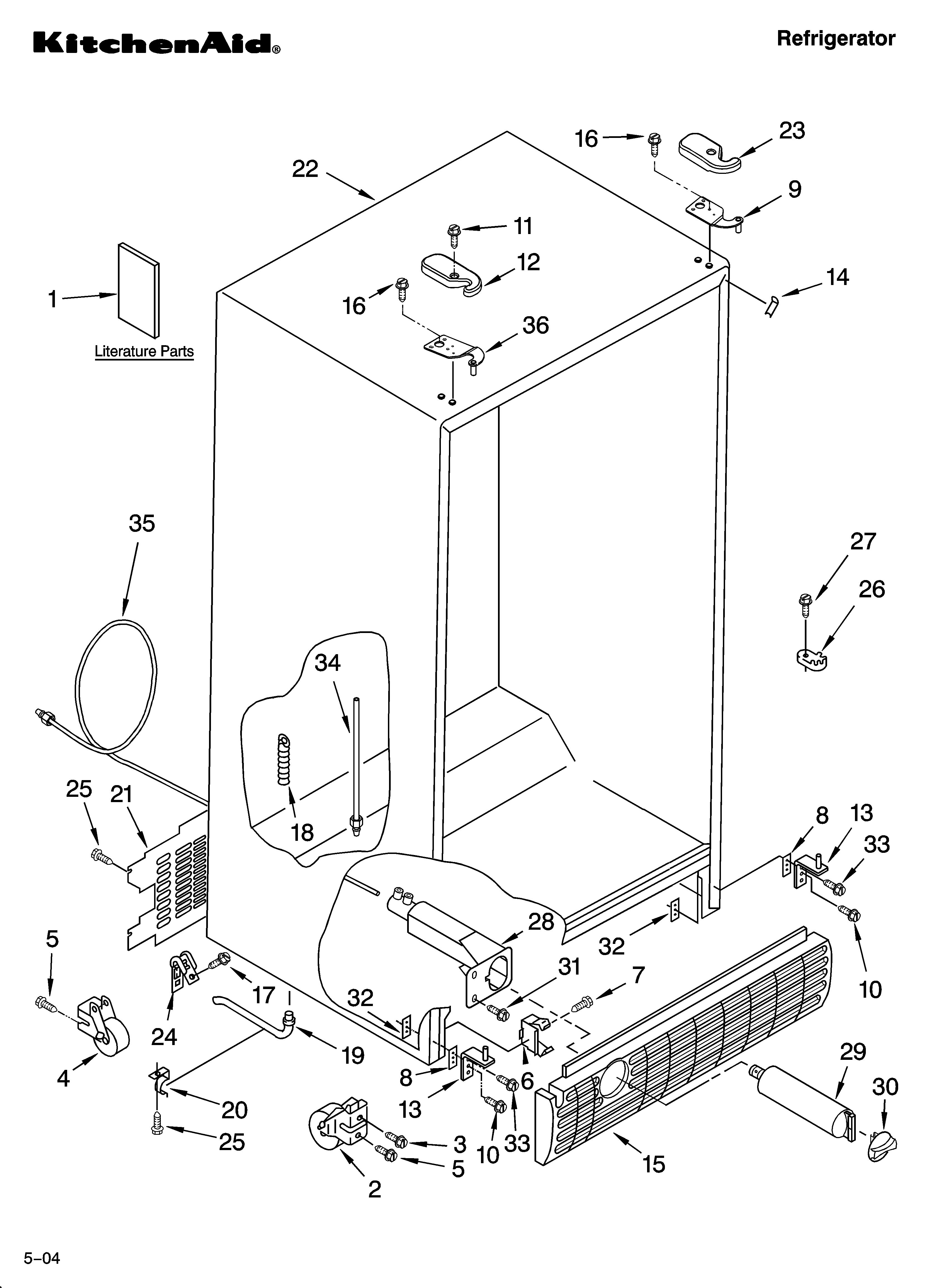 KitchenAid KSRS27CNSS00 cabinet parts diagram